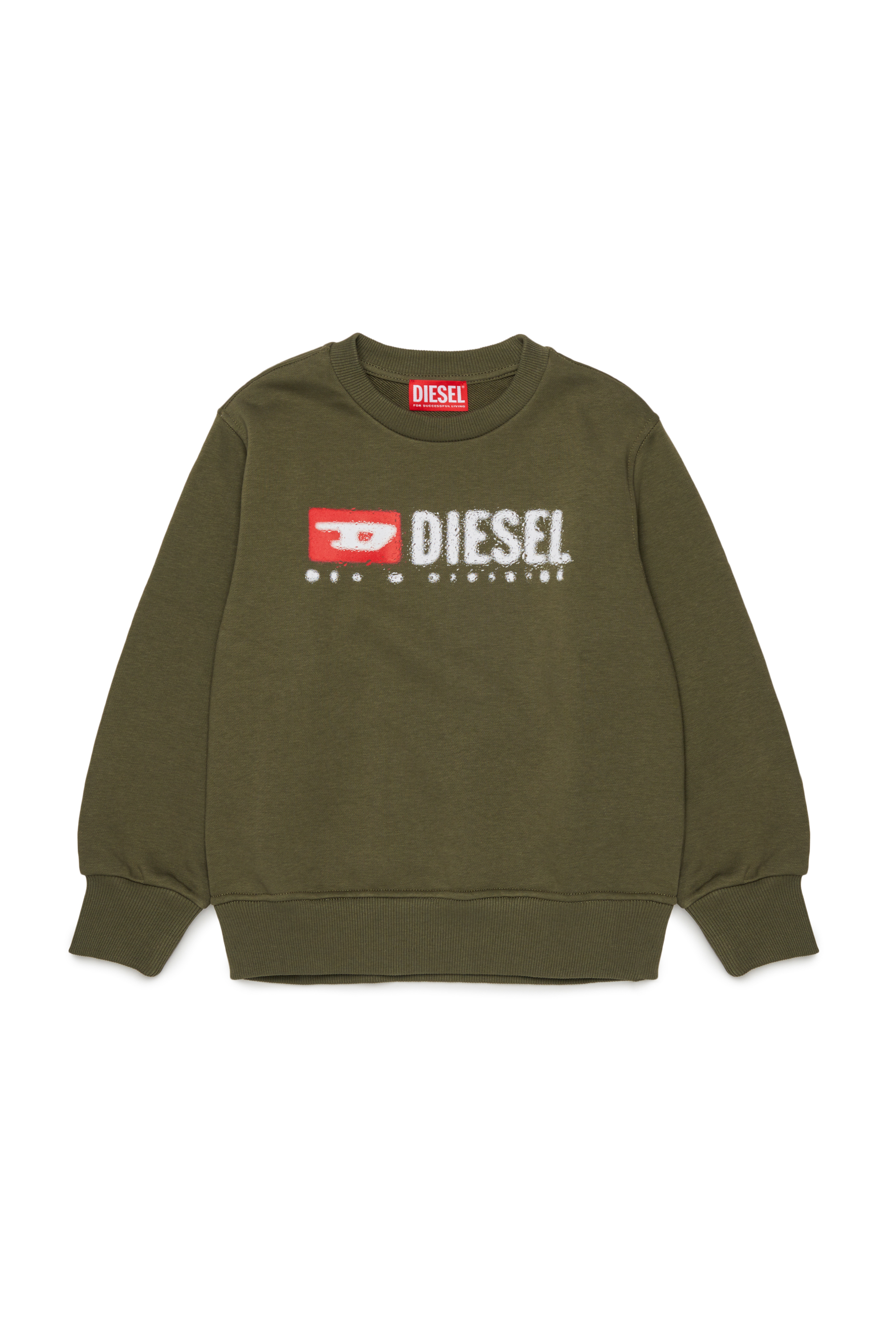 Diesel - SDROPS OVER, Man's Cotton sweatshirt with logo in Military Green - 1