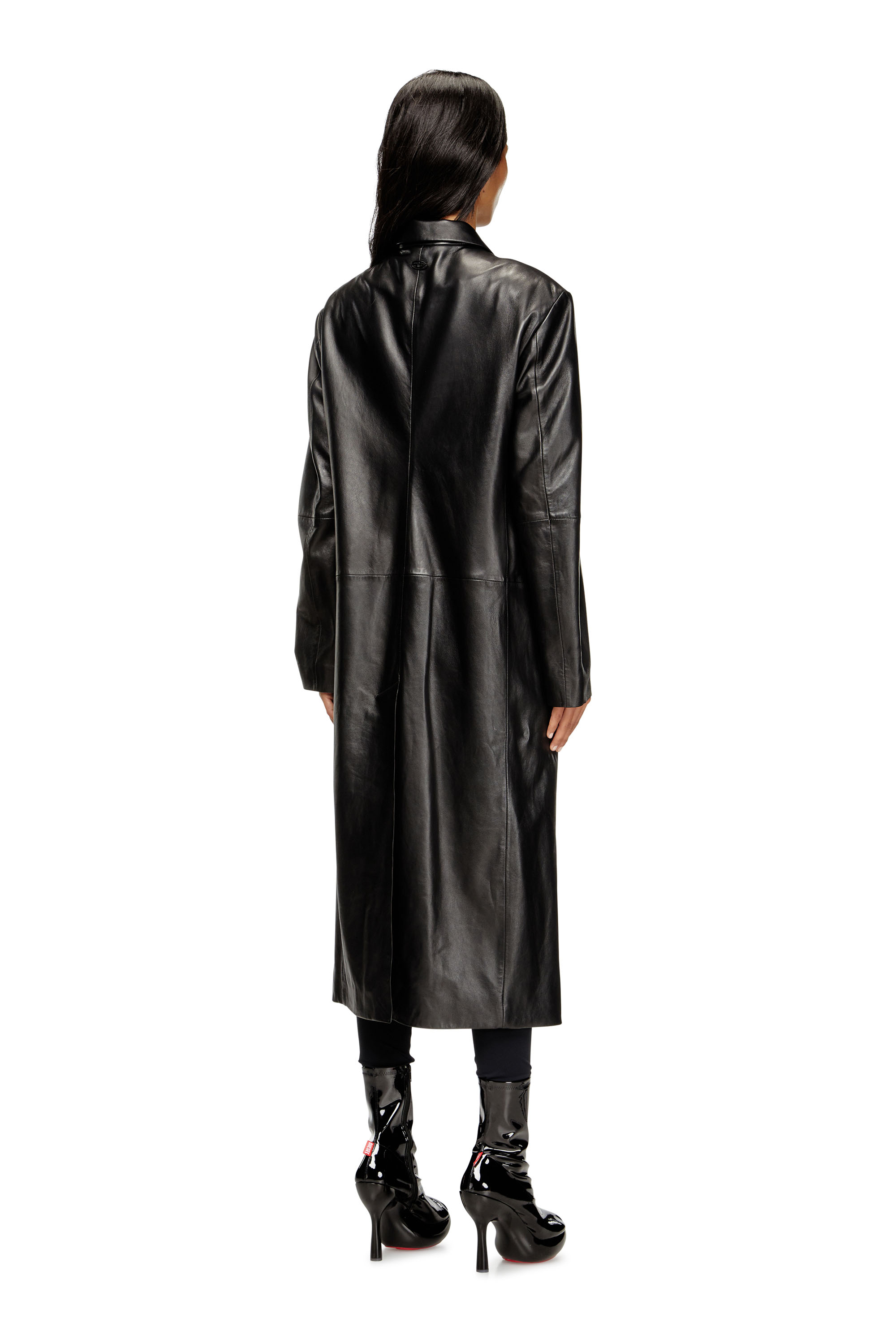 Diesel - L-ANCELOT, Abrigo largo de cuero acolchado Mujer in Negro - 4