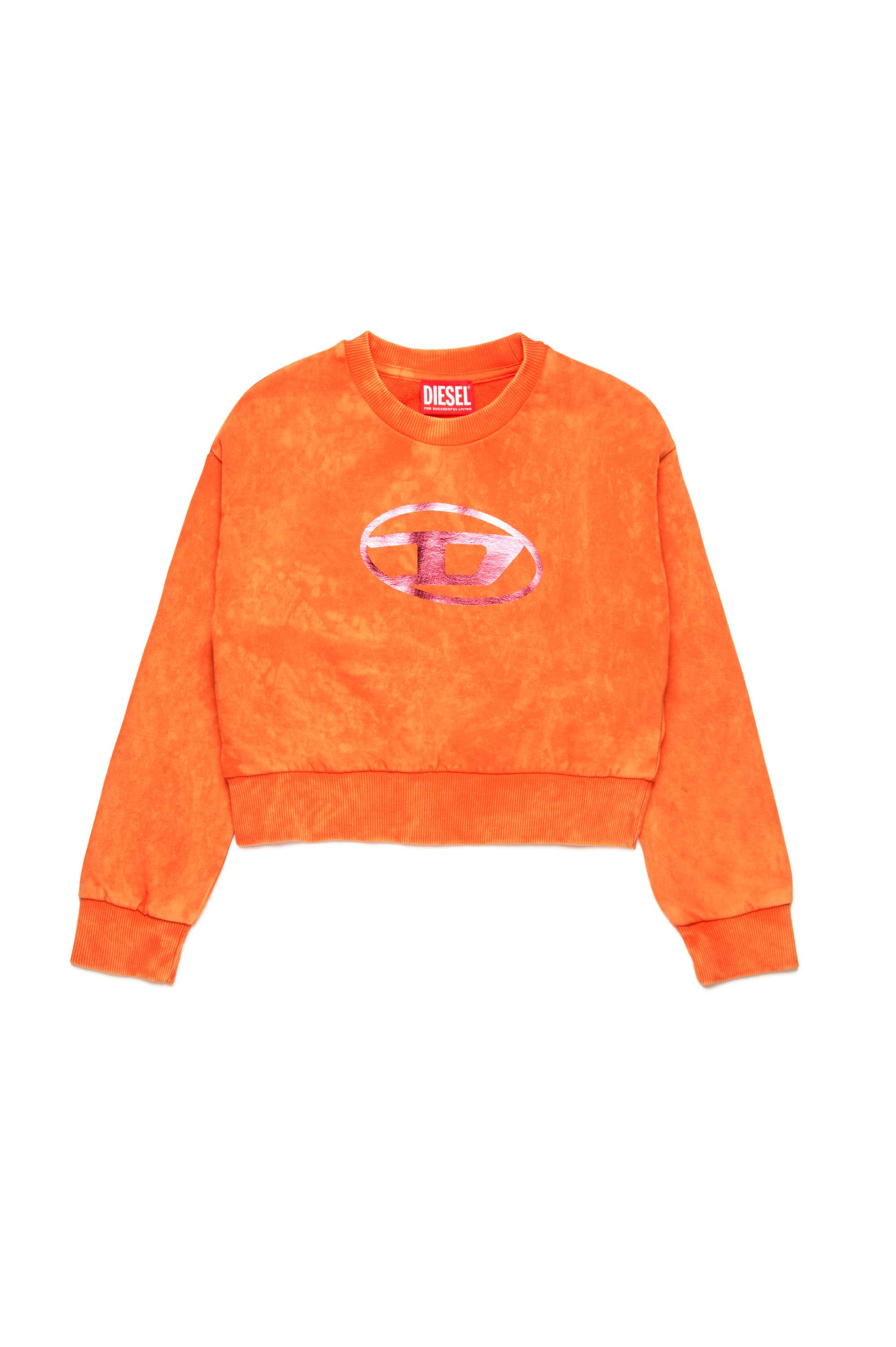 Diesel - SLEMPY, Sudadera marmoleada con logotipo metálico Mujer in Naranja - 1