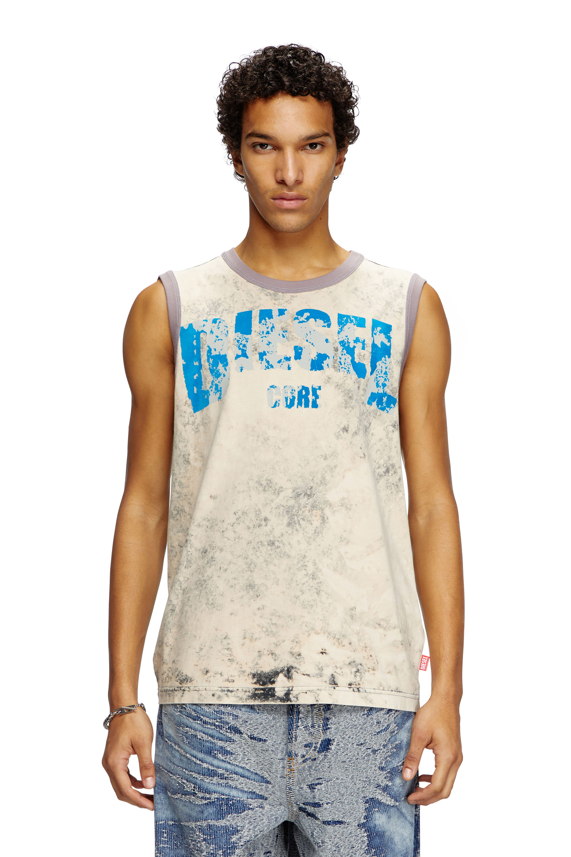 Diesel - T-BISCO-R1, Camiseta con tirantes tratada con logotipo Diesel Core Hombre in Gris - 3