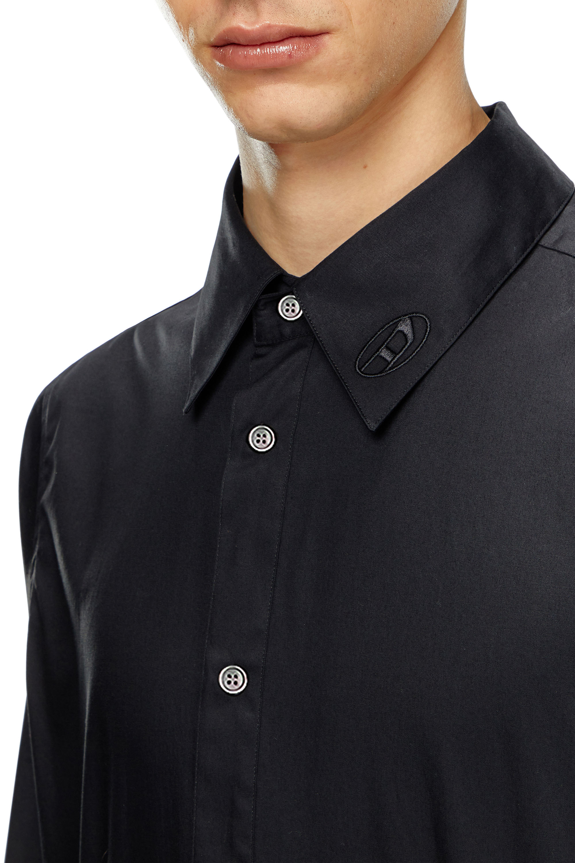 Diesel - S-FITTY-A, Camisa formal con cuello con el logotipo bordado Hombre in Negro - 5