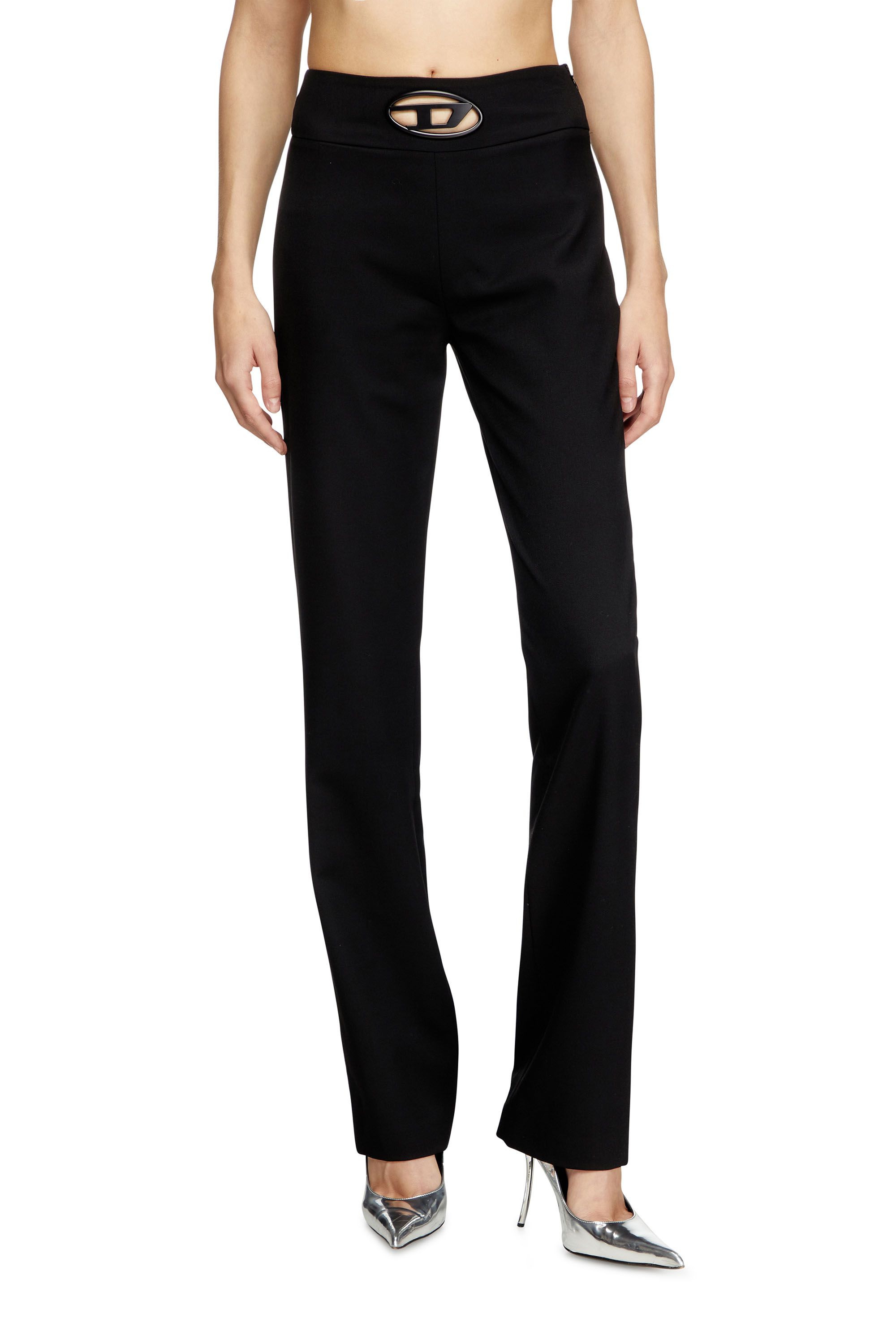 Diesel - P-ERSY, Woman's High waisted wool twill pants in Black - 1