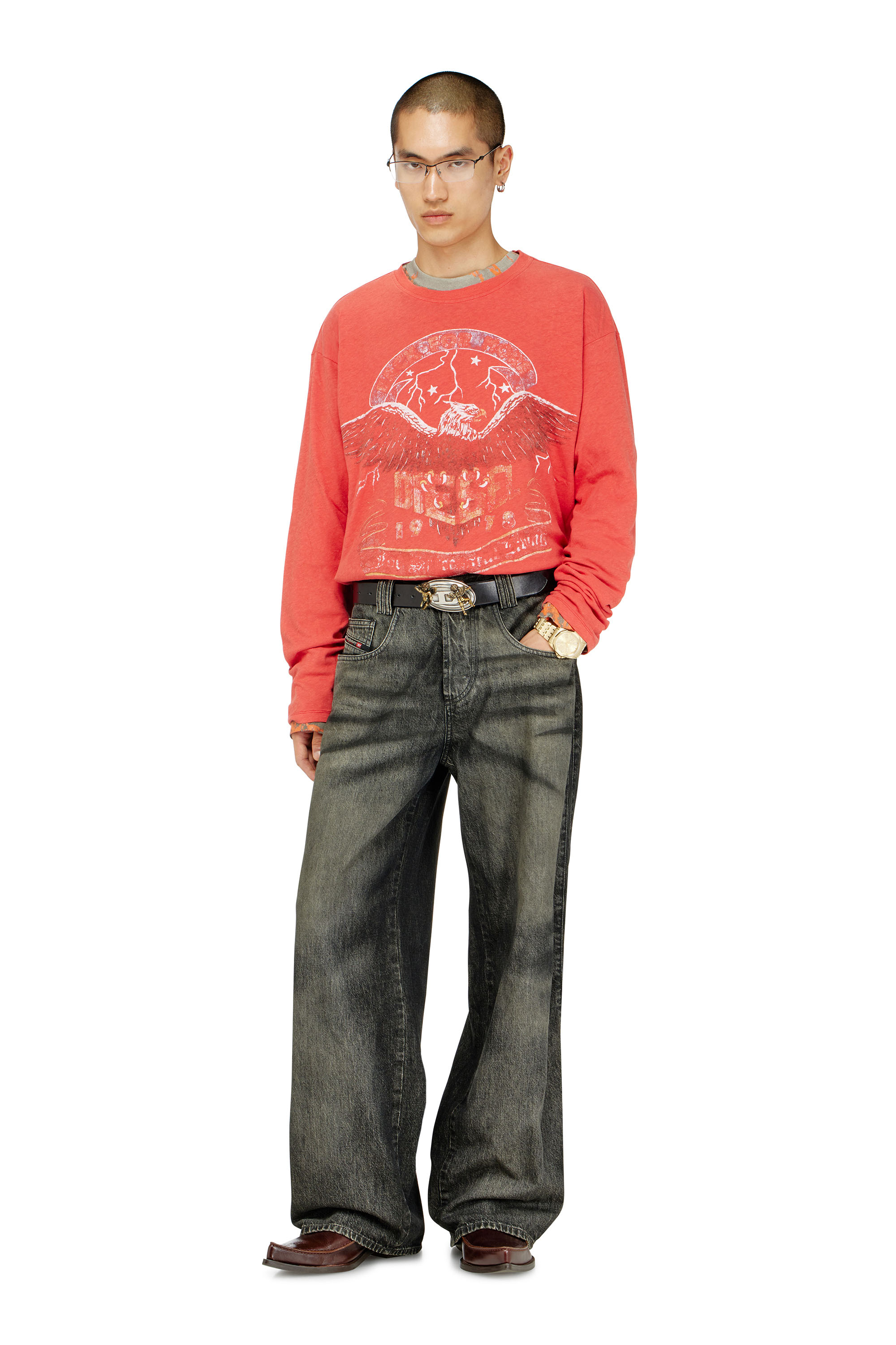 Diesel - T-GERI-LS, Camiseta de manga larga con gr&aacute;ficos de concierto Hombre in ToBeDefined - 1