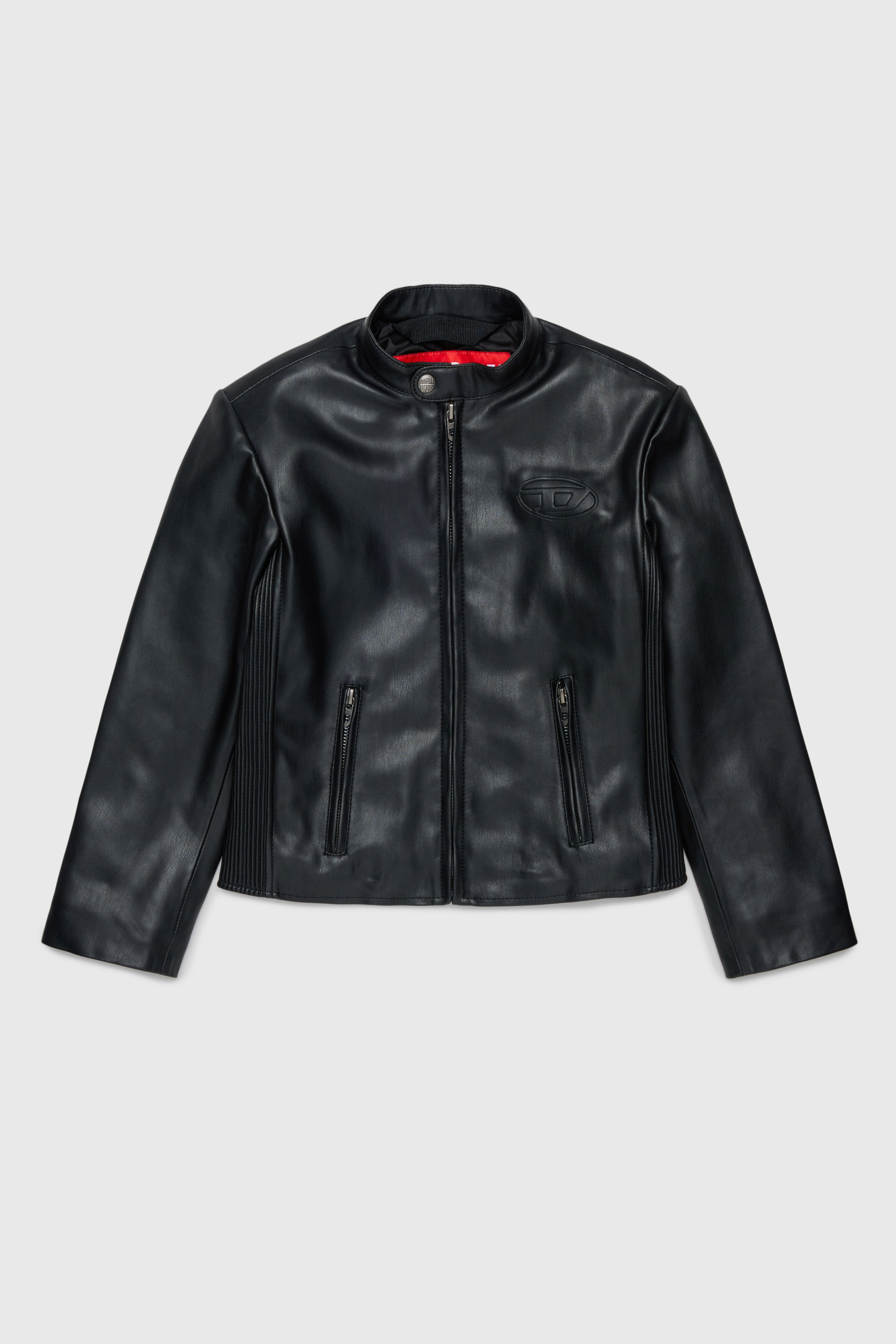 Diesel - JEMBY, Chaqueta biker con logo Oval D en relieve Hombre in Negro - 1
