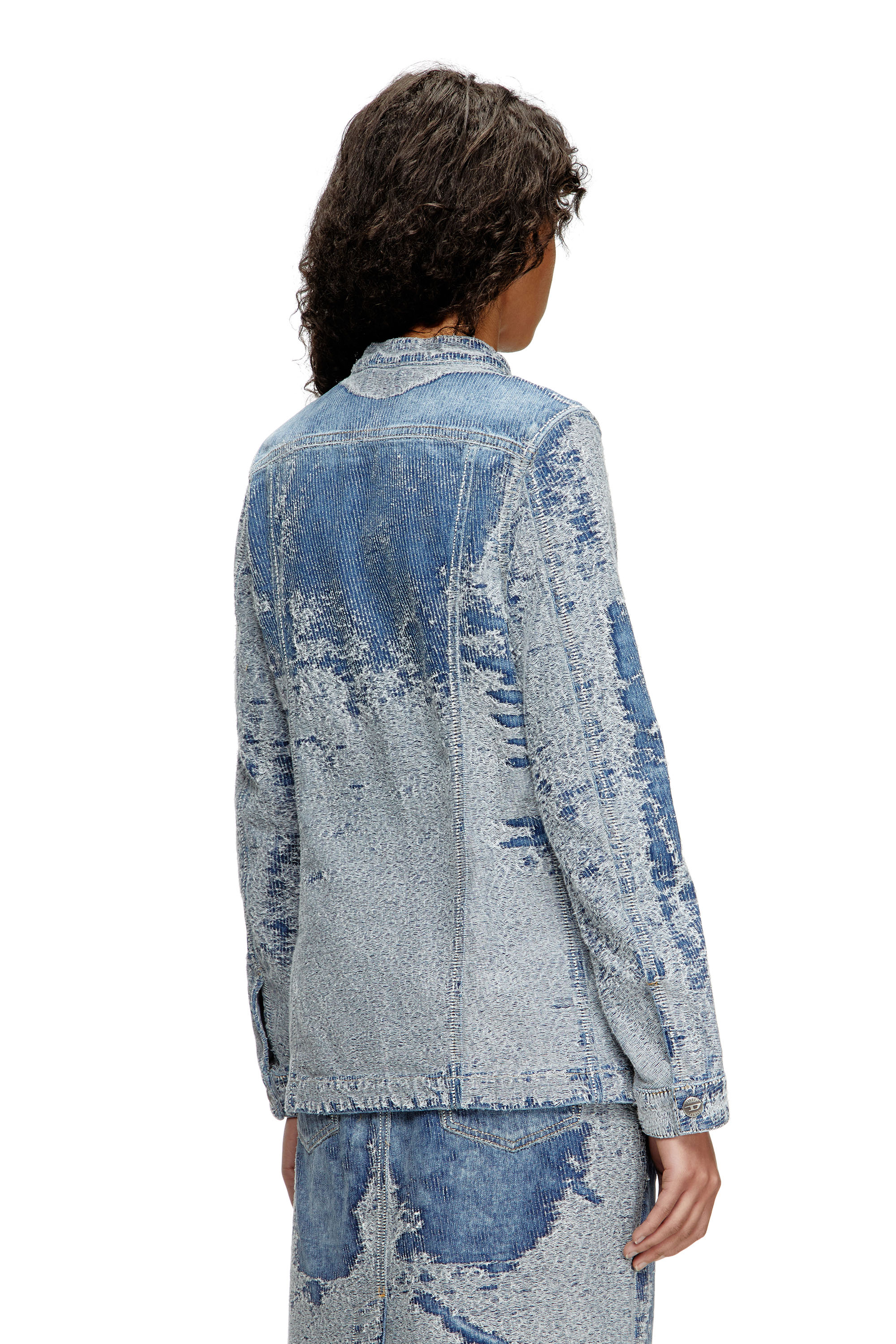 Diesel - DE-MOR-S1, Chaqueta de denim en jacquard desgastado Mujer in Azul marino - 4