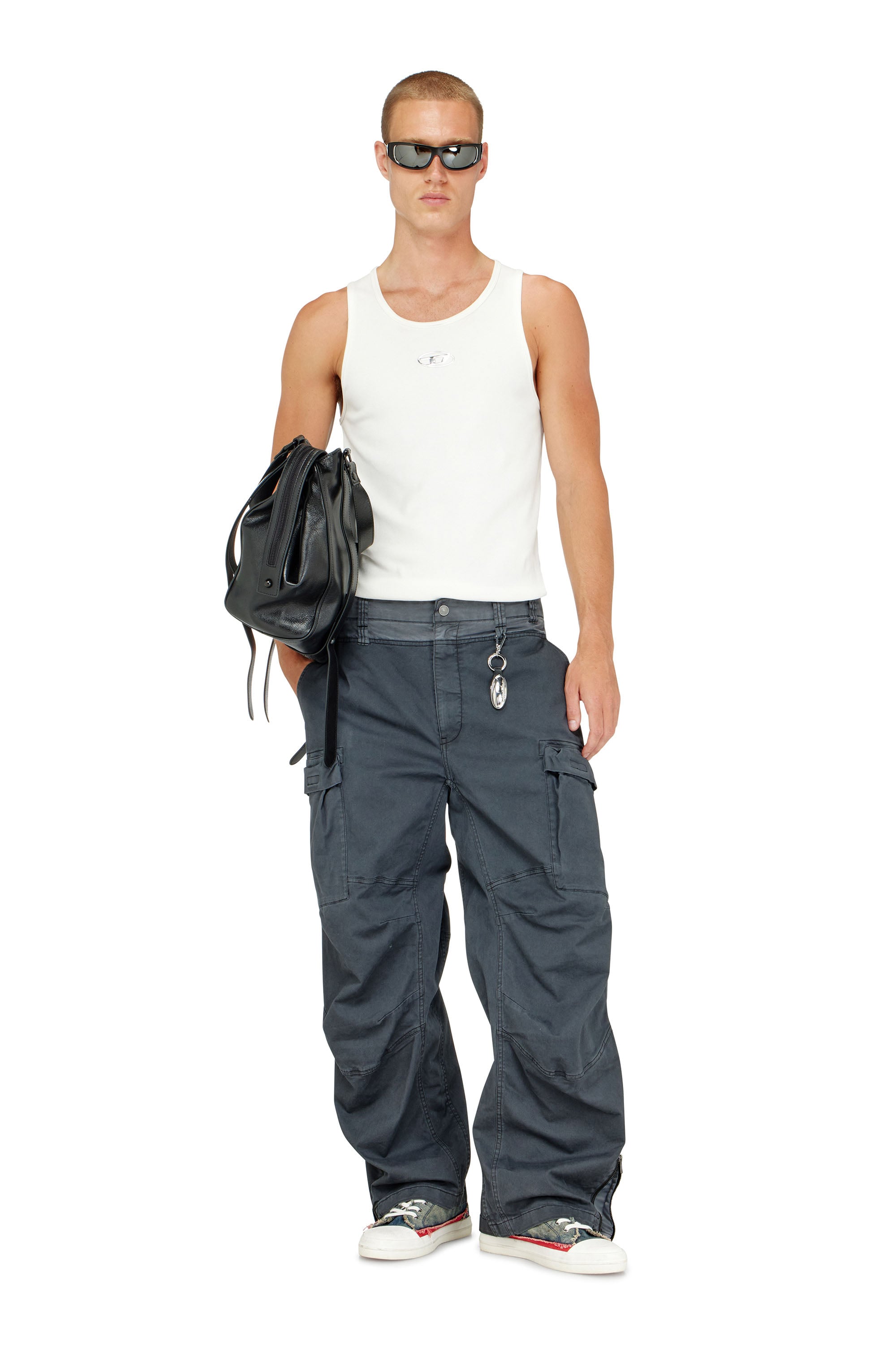 Diesel - T-LIFTY-IOD, Camiseta de tirantes de algod&oacute;n con logo Hombre in Blanco - 2