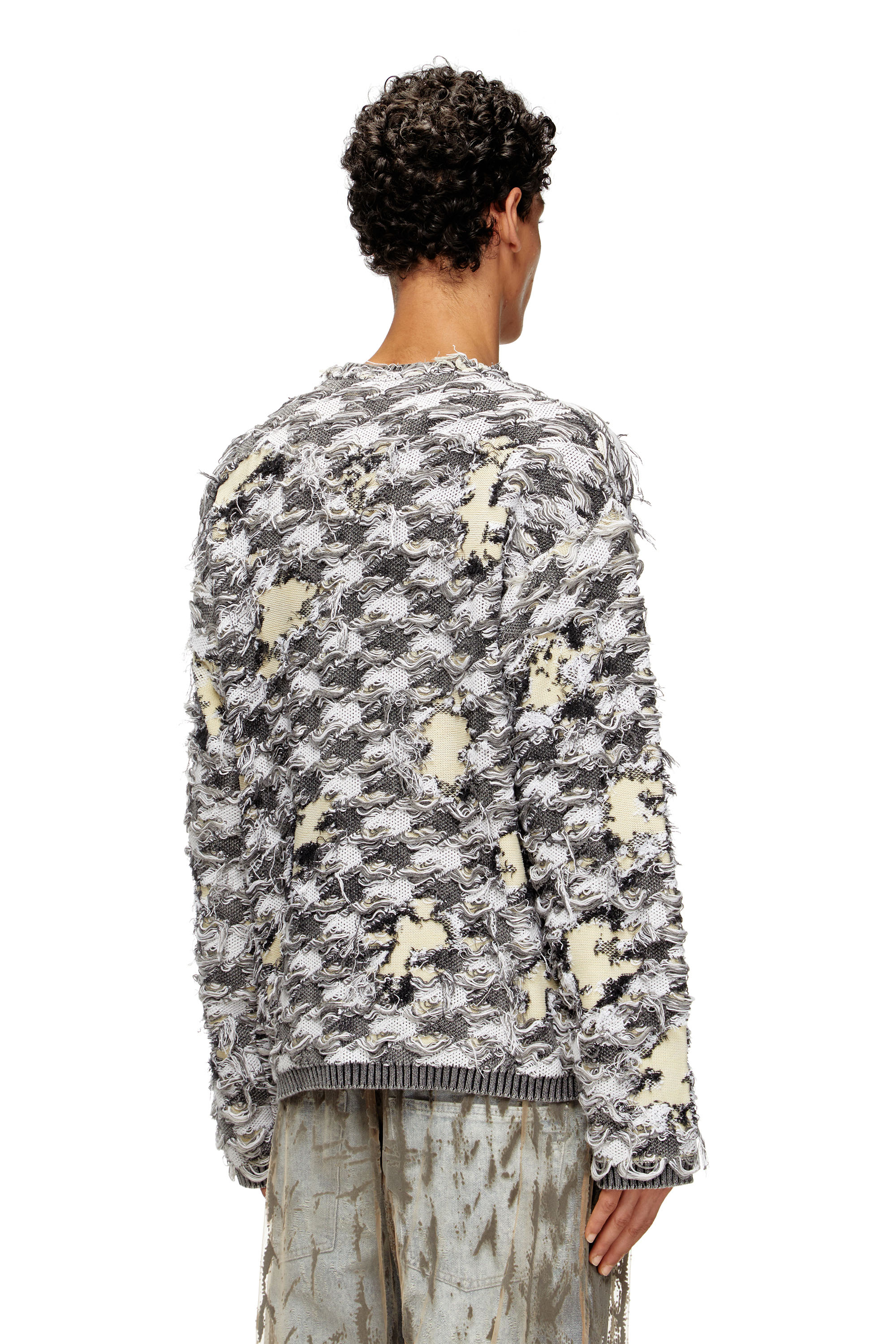 Diesel - K-VALBOR, Cárdigan en jacquard de pata de gallo devoré Hombre in Multicolor - 4