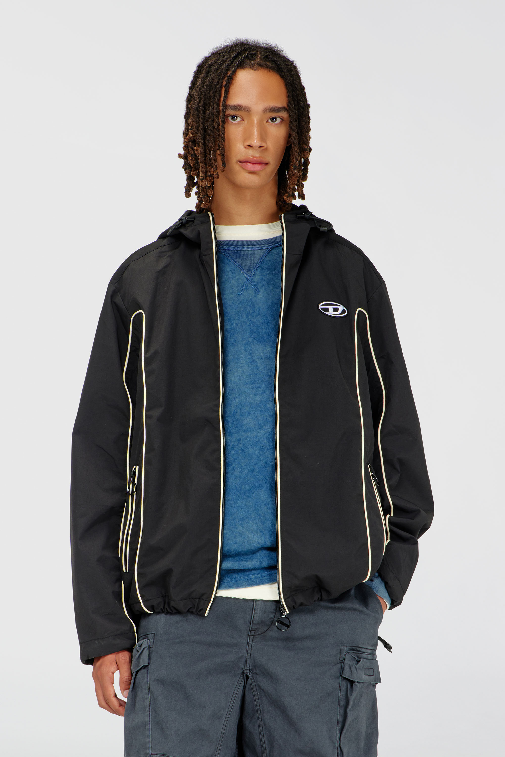Diesel - J-HIVES, Anorak con ribetes contrastantes Hombre in Negro - 3