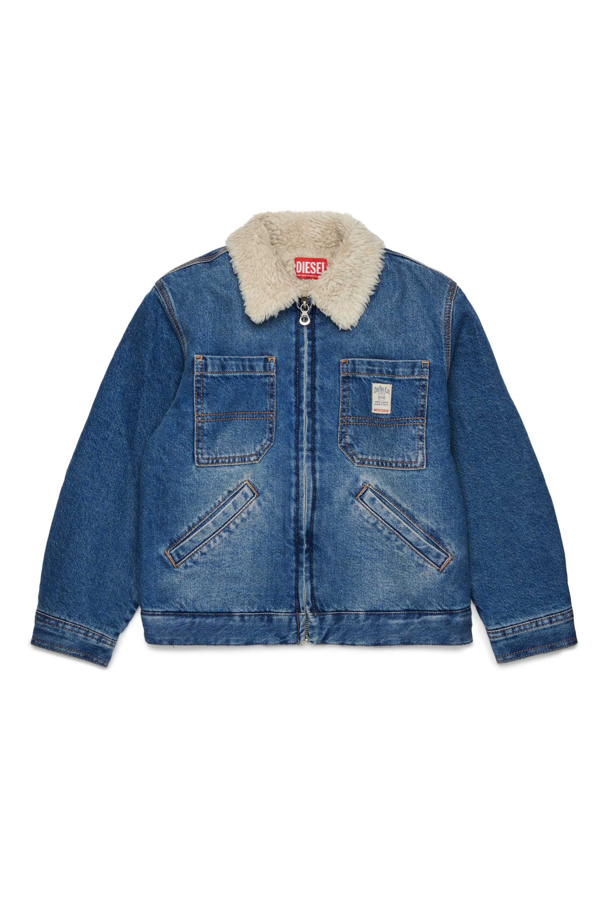 Diesel - JOMOX-FUR, Chaqueta vaquera con cuello de borreguito Hombre in Azul marino - 1