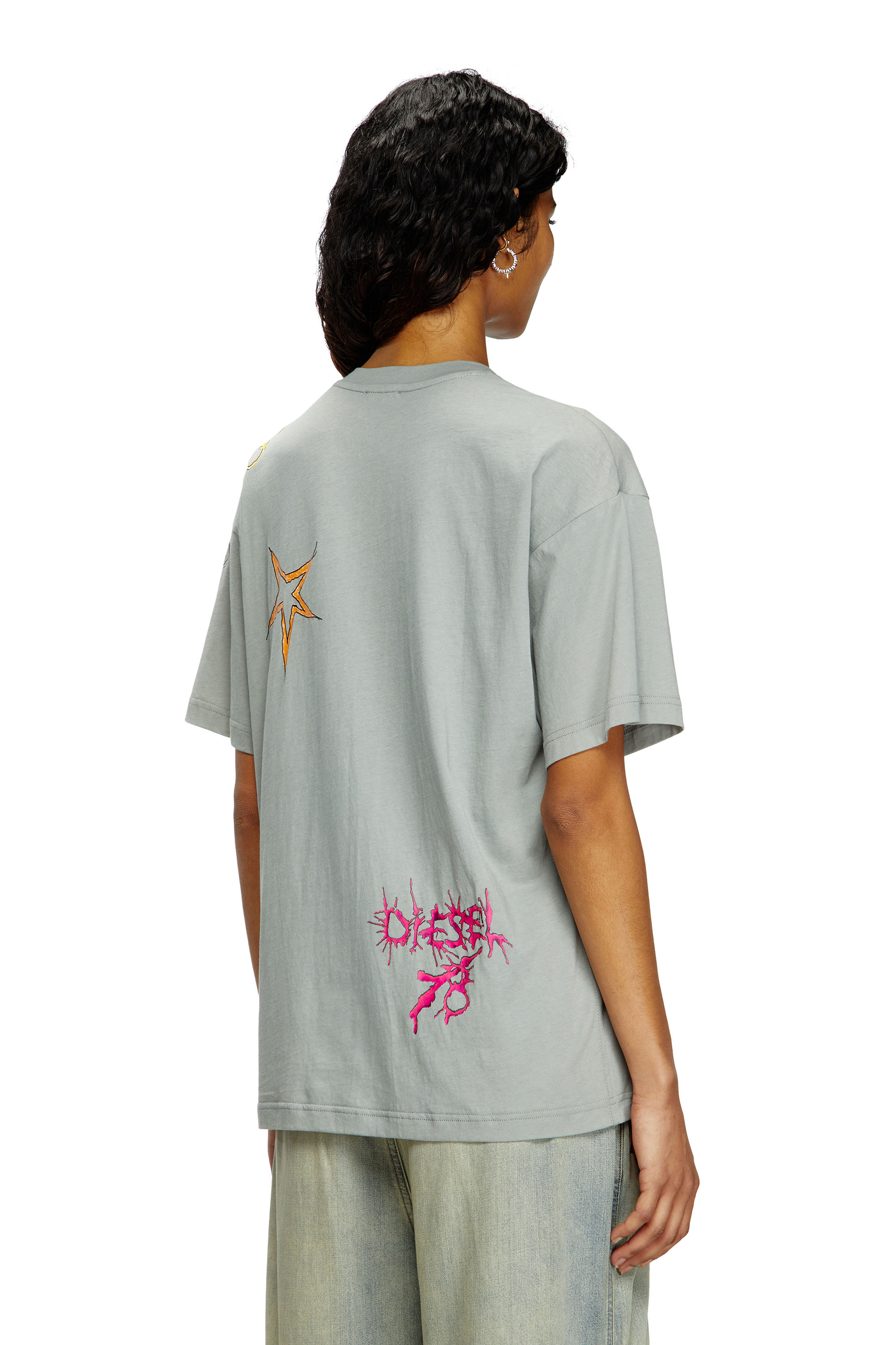 Diesel - T-BUXT-Q1, Camiseta con estampado gráfico Mujer in Gris - 4