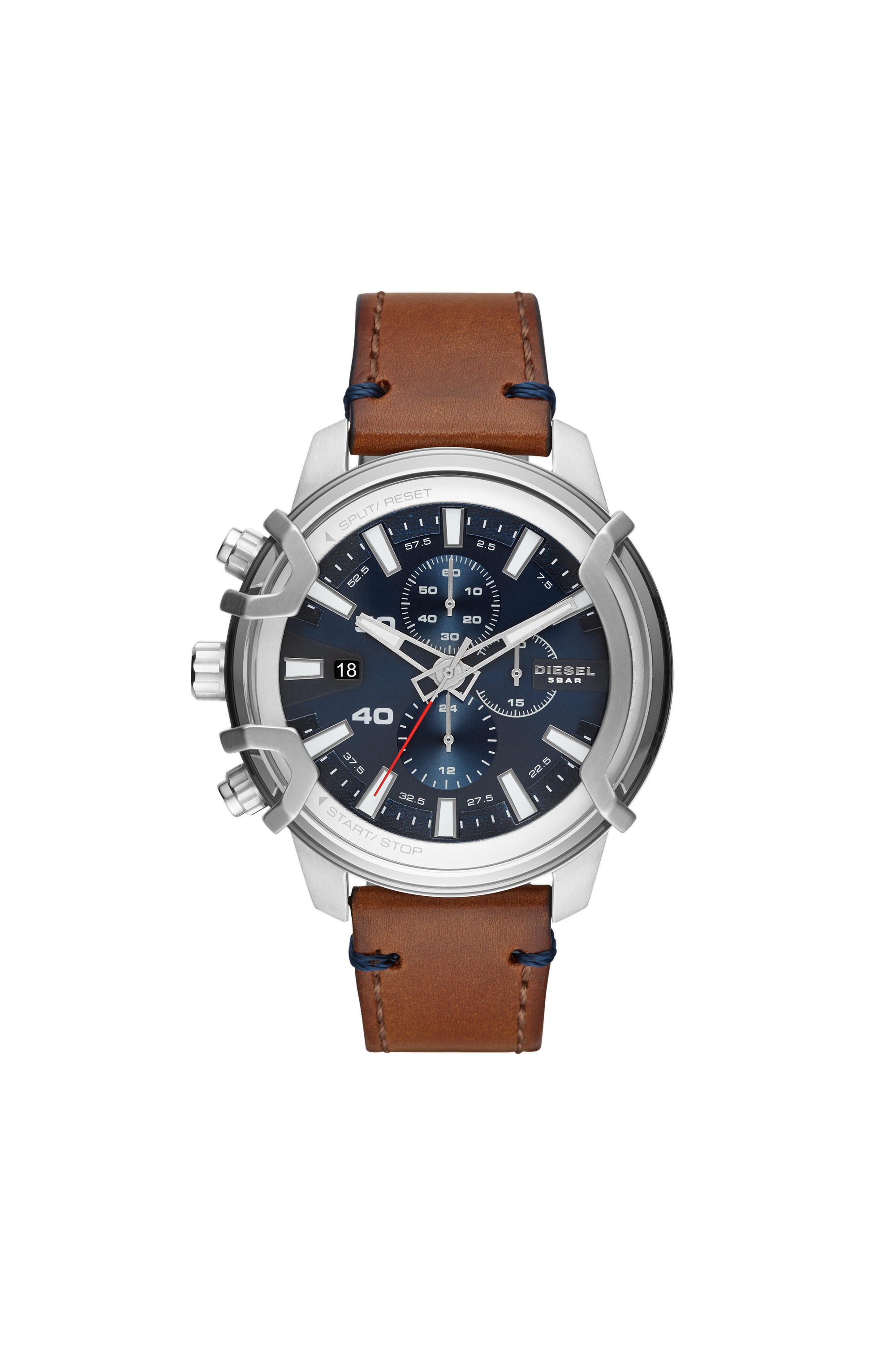 Diesel - DZ4518, Reloj cronógrafo Griffed con correa en piel marrón Hombre in Marrón - 1