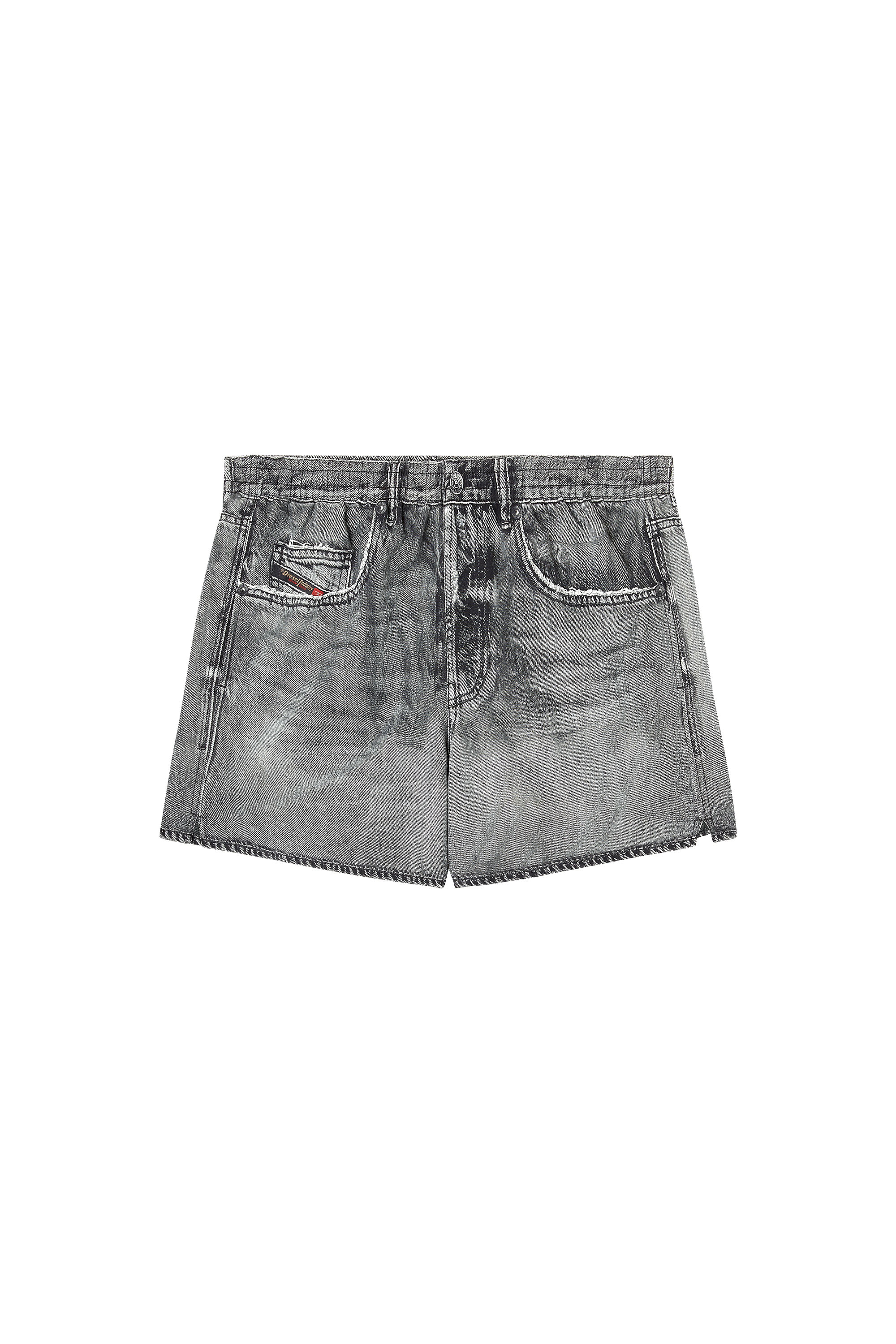 Diesel - SOCCER-41-DNM, Bañador con estampado trompe l'oeil de denim Hombre in Gris - 3