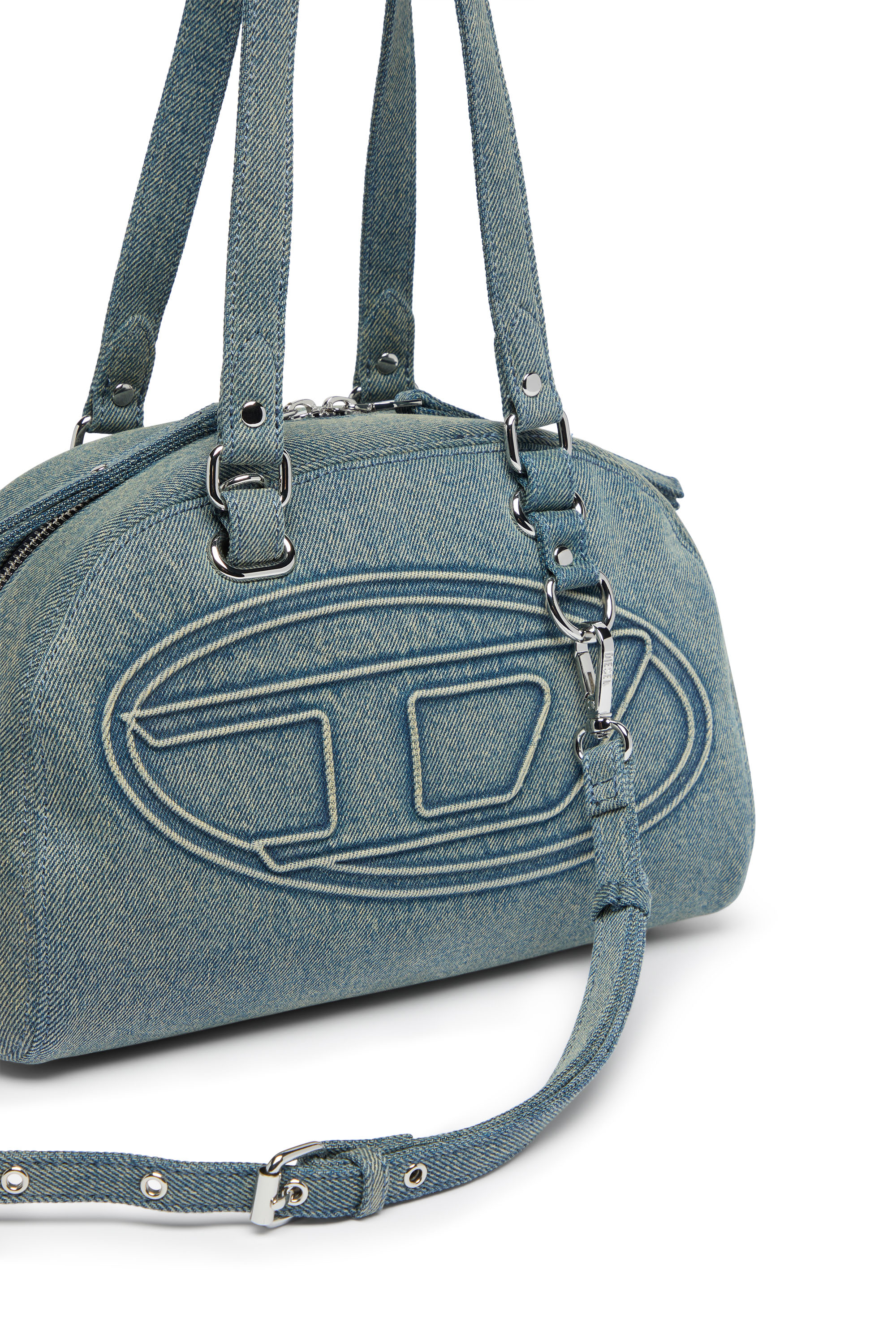Diesel - 1DR DOME SOFT SHOULDER, 1DR Dome-Bolso de hombro de denim con logo Oval D Unisex in Azul marino - 6
