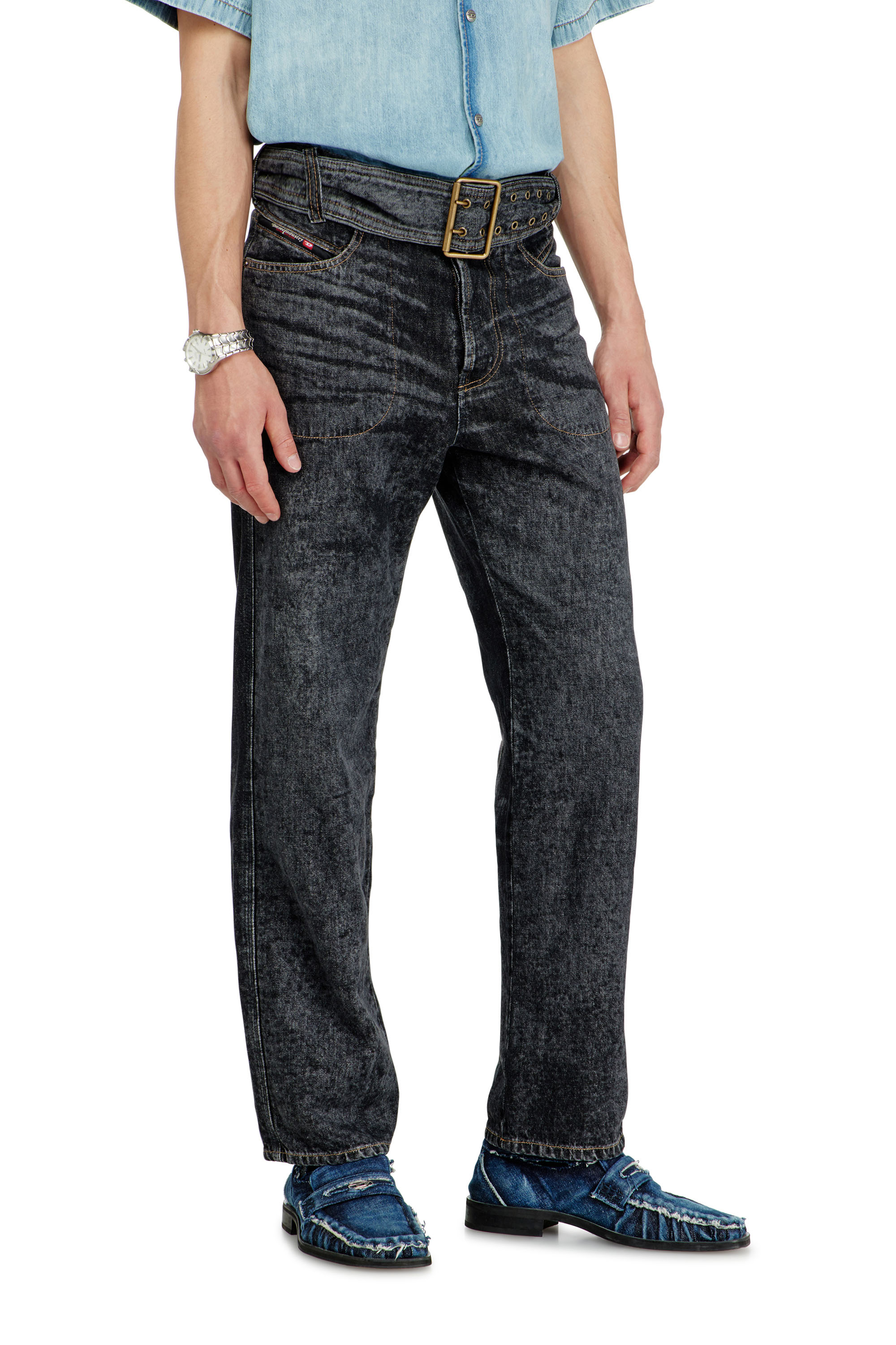 Diesel - Relaxed Jeans D-Marcus 09Q24 Hombre, Negro/Gris oscuro - 7