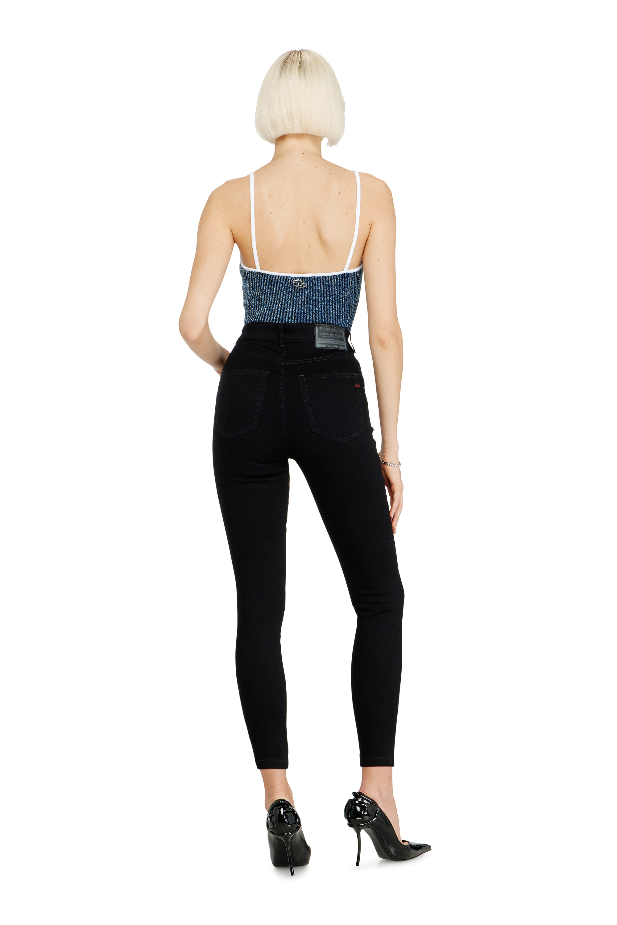 Diesel - Skinny Jeans 1984 Slandy-High 069EF Mujer, Negro/Gris oscuro - 3