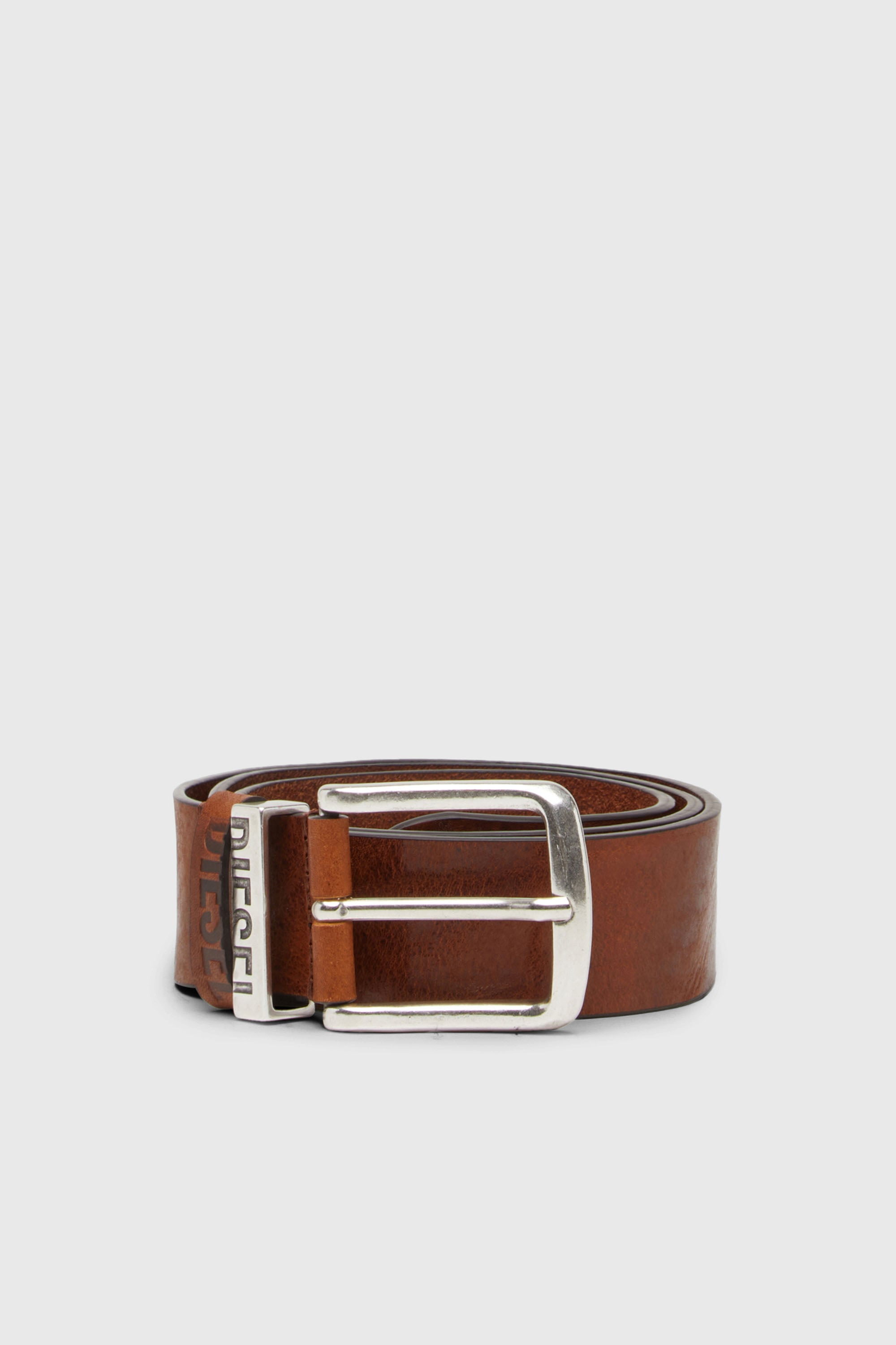 Diesel - B-VISIBLE, Cintur&oacute;n 3.9 cm con trabillas contrastantes Hombre in Marr&oacute;n - 1