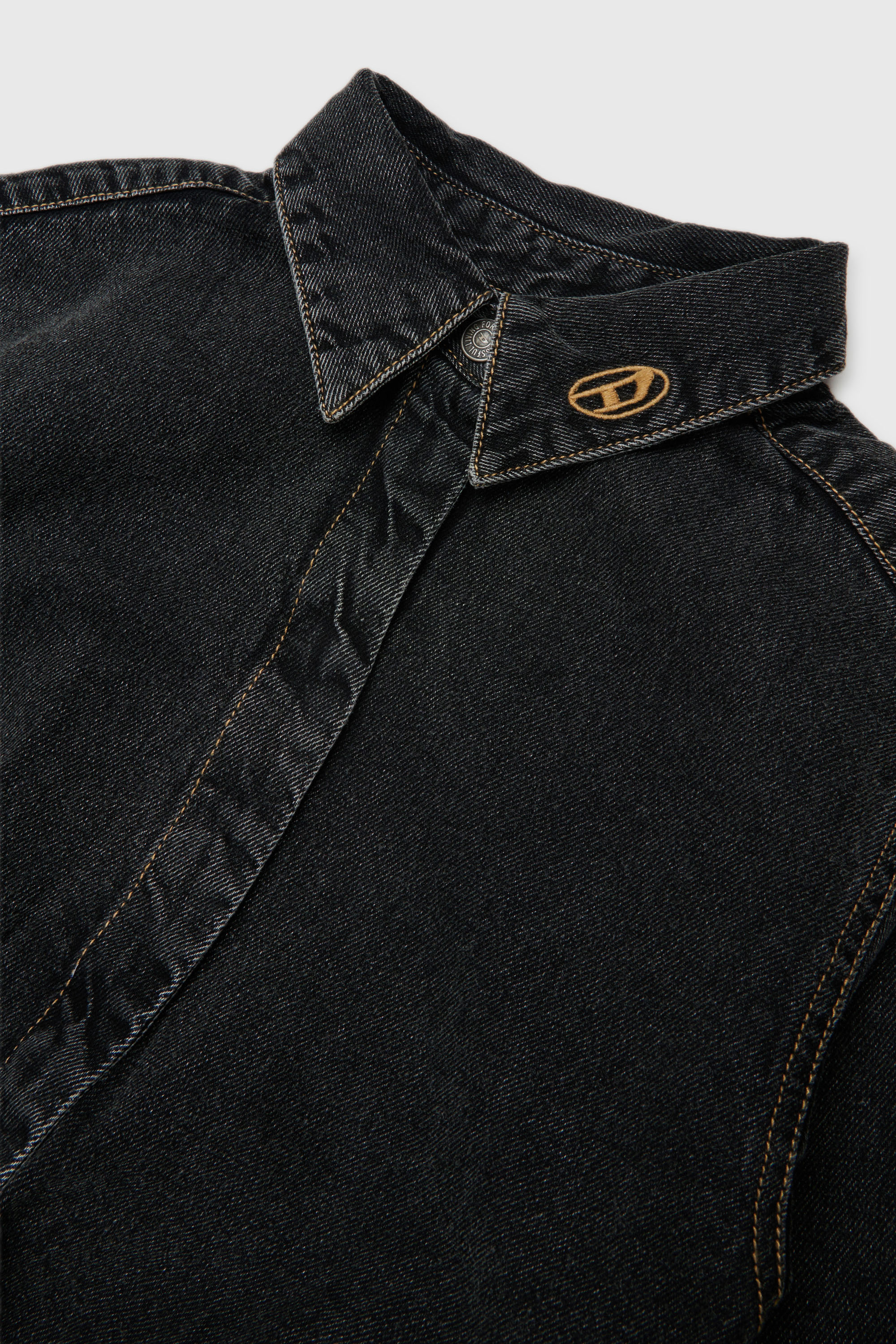 Diesel - DESUSY, Vestido camisero denim con cintur&oacute;n anudado a la cintura Mujer in Negro - 3