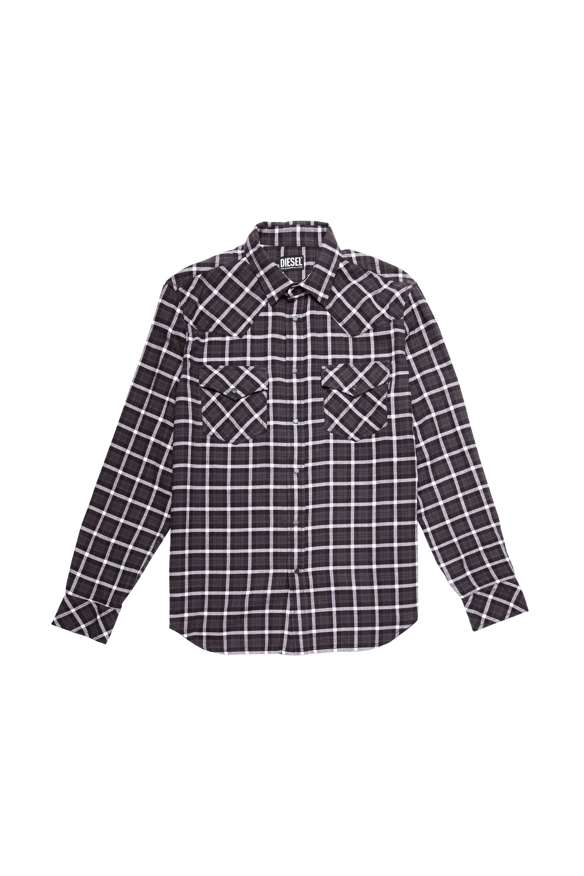 S-EAST-LONG-CHK-B, Blanco/Negro - Camisas
