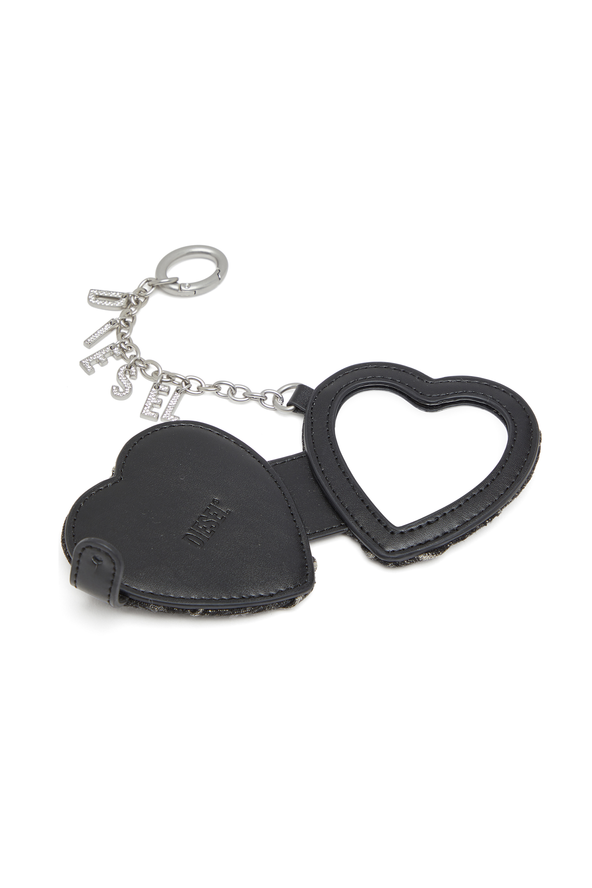 Diesel - CHARM-D MIRROR, Colgante en forma de espejo en denim acolchado con motivo argyle Mujer in Negro - 3