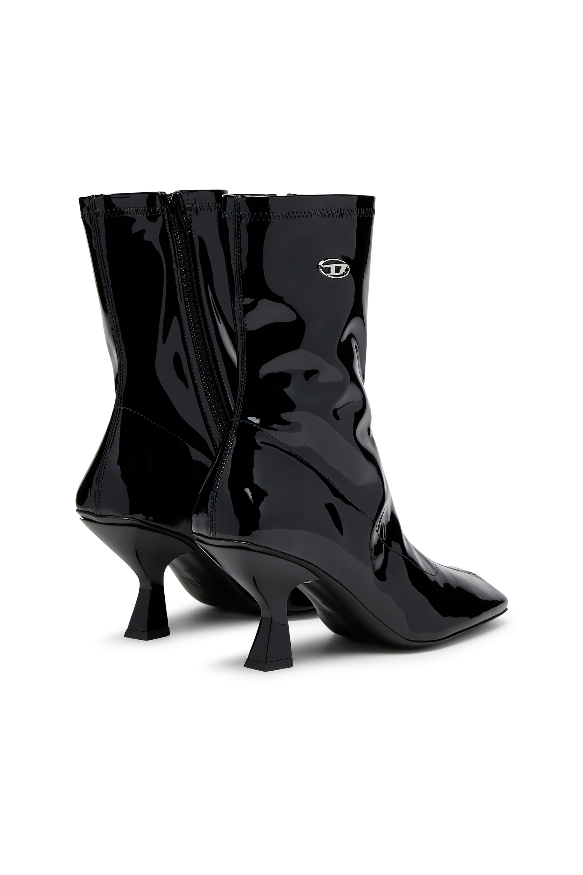 Diesel - D-AMBER MD BT, D-Amber-Botines de poliuretano elástico de charol Mujer in Negro - 3