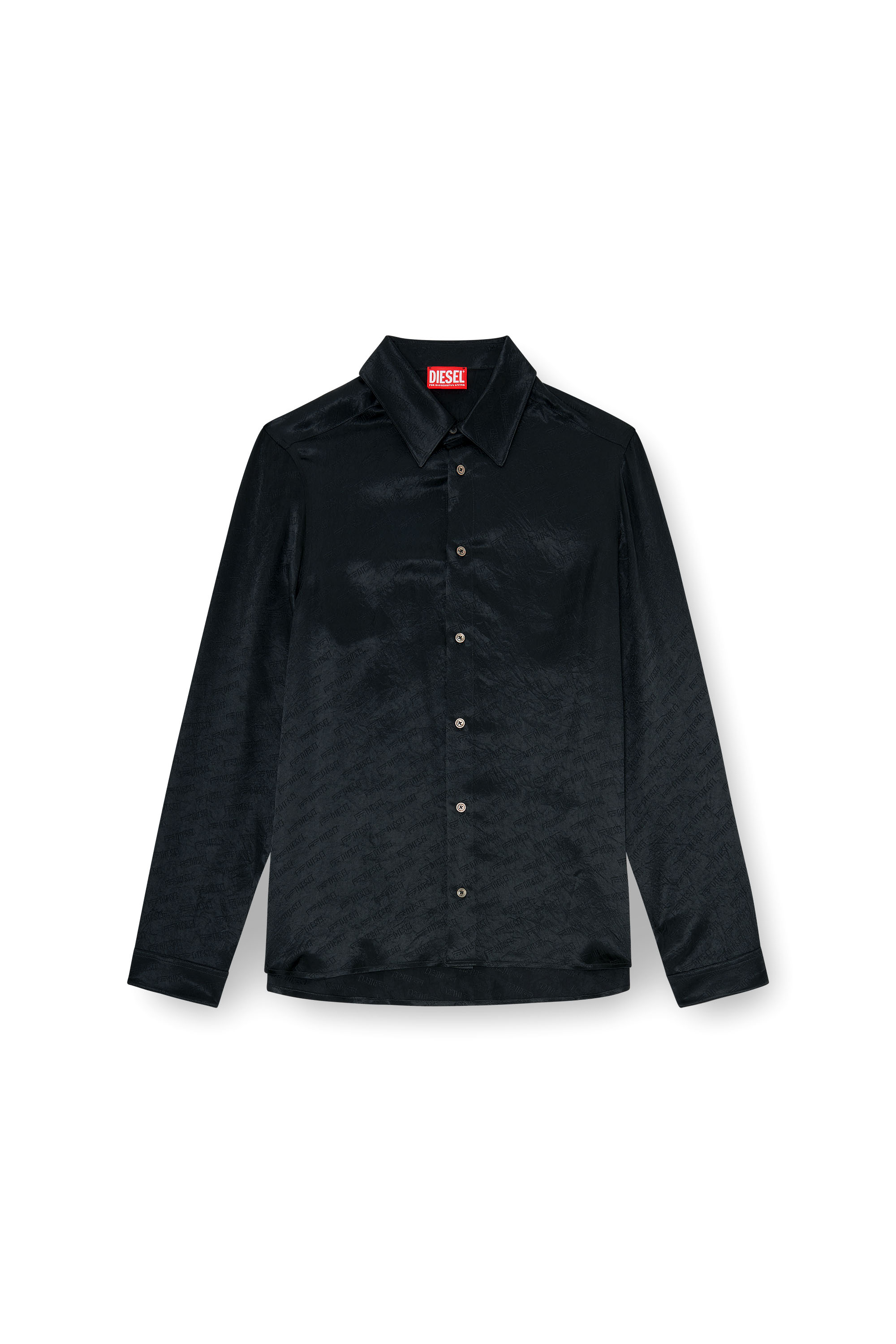 Diesel - S-KINNY-EFBZ, Camisa de sat&eacute;n arrugado jacquard con logo Hombre in ToBeDefined - 3