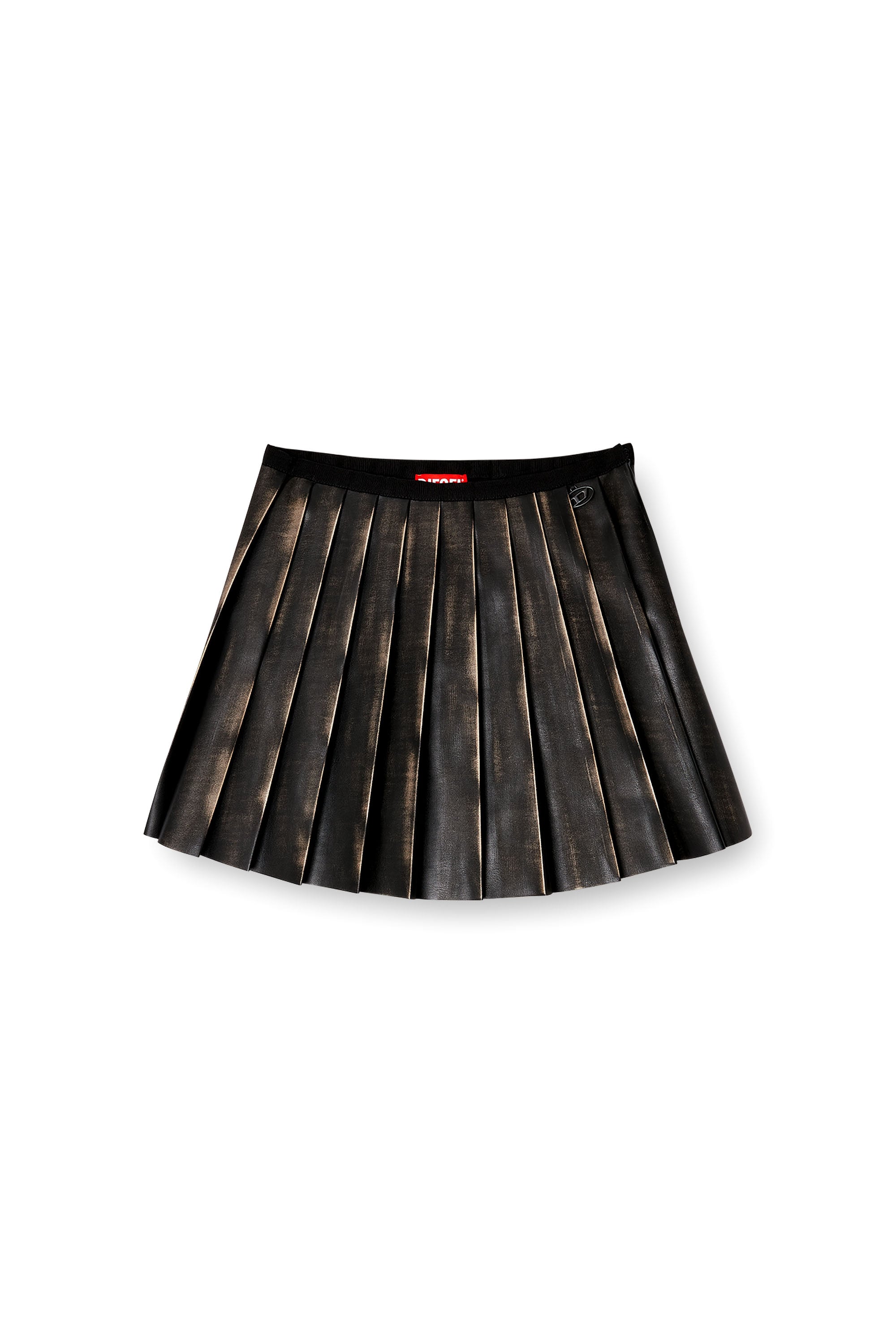 Diesel - O-SAKA-MINI, Falda corta plisada con efecto desgastado Mujer in Marr&oacute;n - 4
