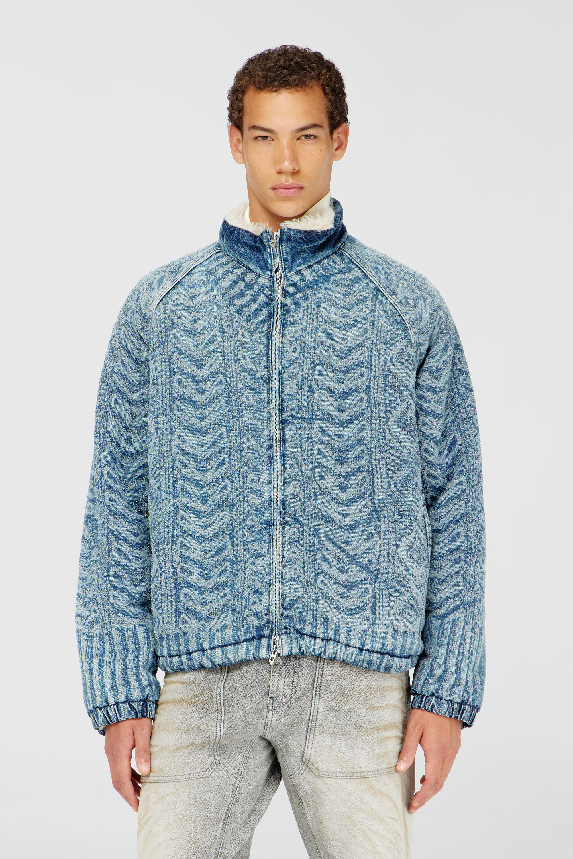 Diesel - D-KRAPS-S, Chaqueta de denim efecto punto trenzado Hombre in Azul marino - 1