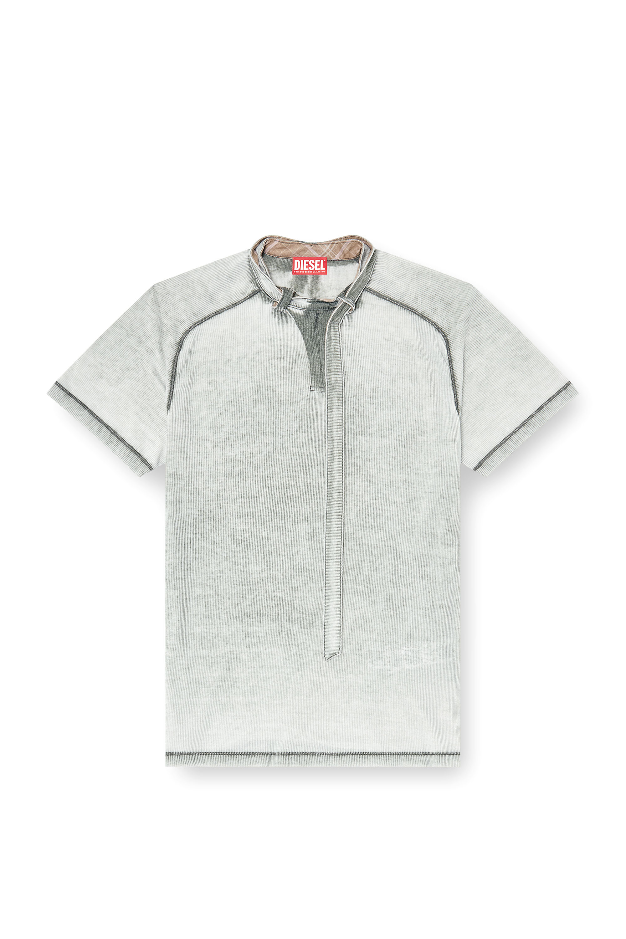Diesel - T-GARY, Top de canal&eacute; jersey con tira de cuello biker Hombre in Gris - 3