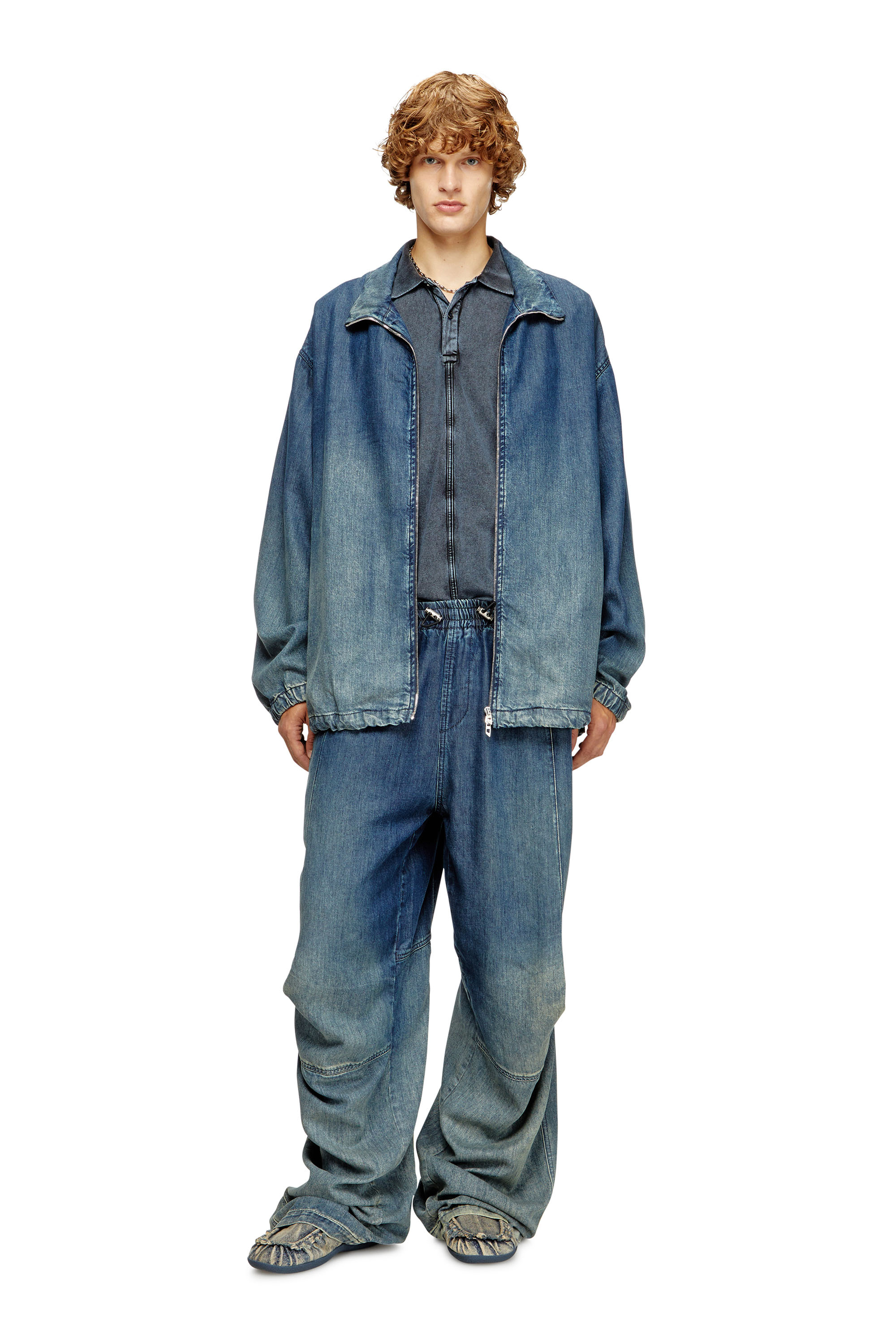 Diesel - D-KRAP-S6, Chaqueta con cremallera de denim fluido Hombre in Azul marino - 2