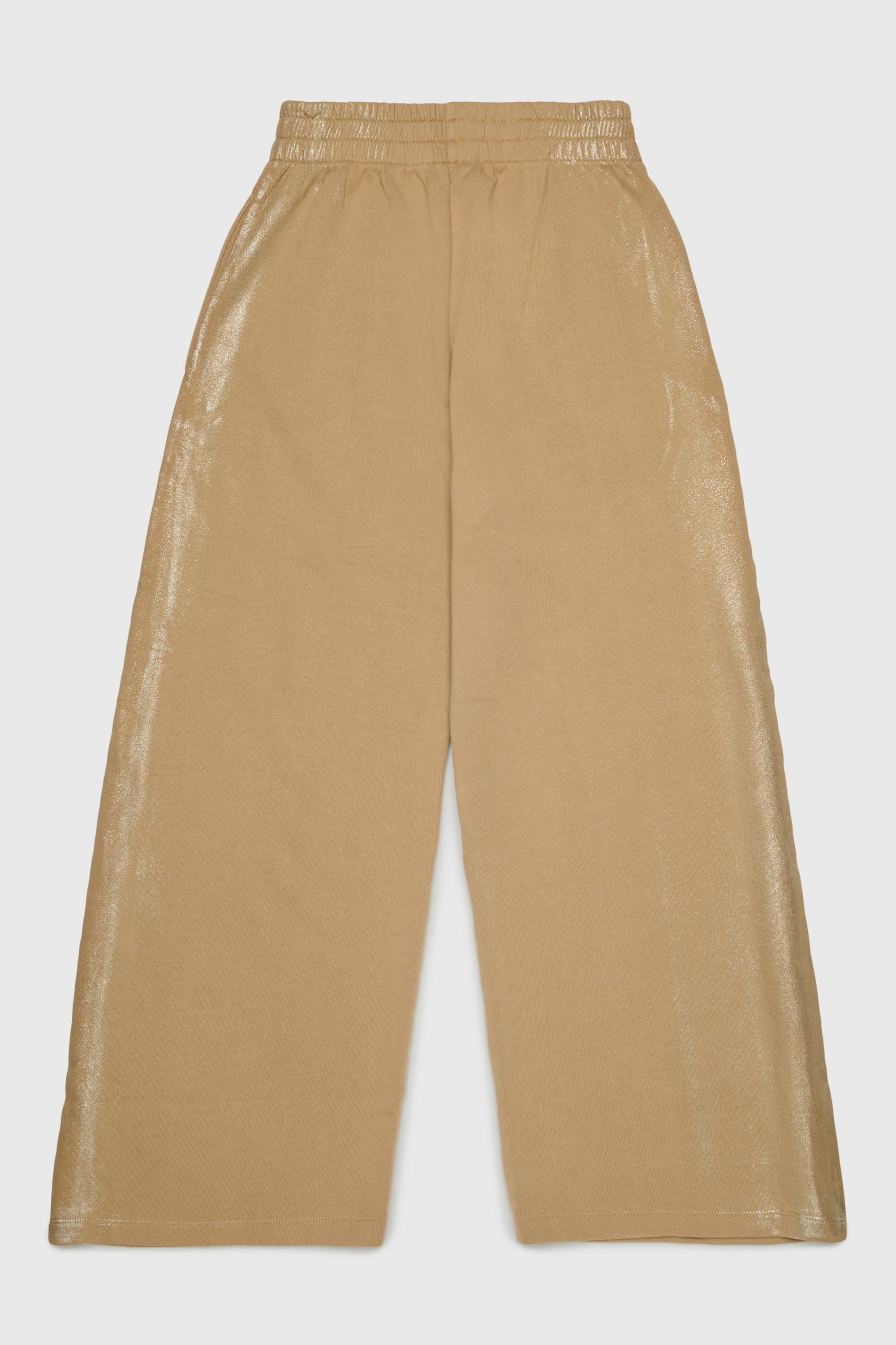 Diesel - PAELIC, Pantal&oacute;n sweatpants wide-leg con efecto met&aacute;lico Mujer in Marr&oacute;n - 2