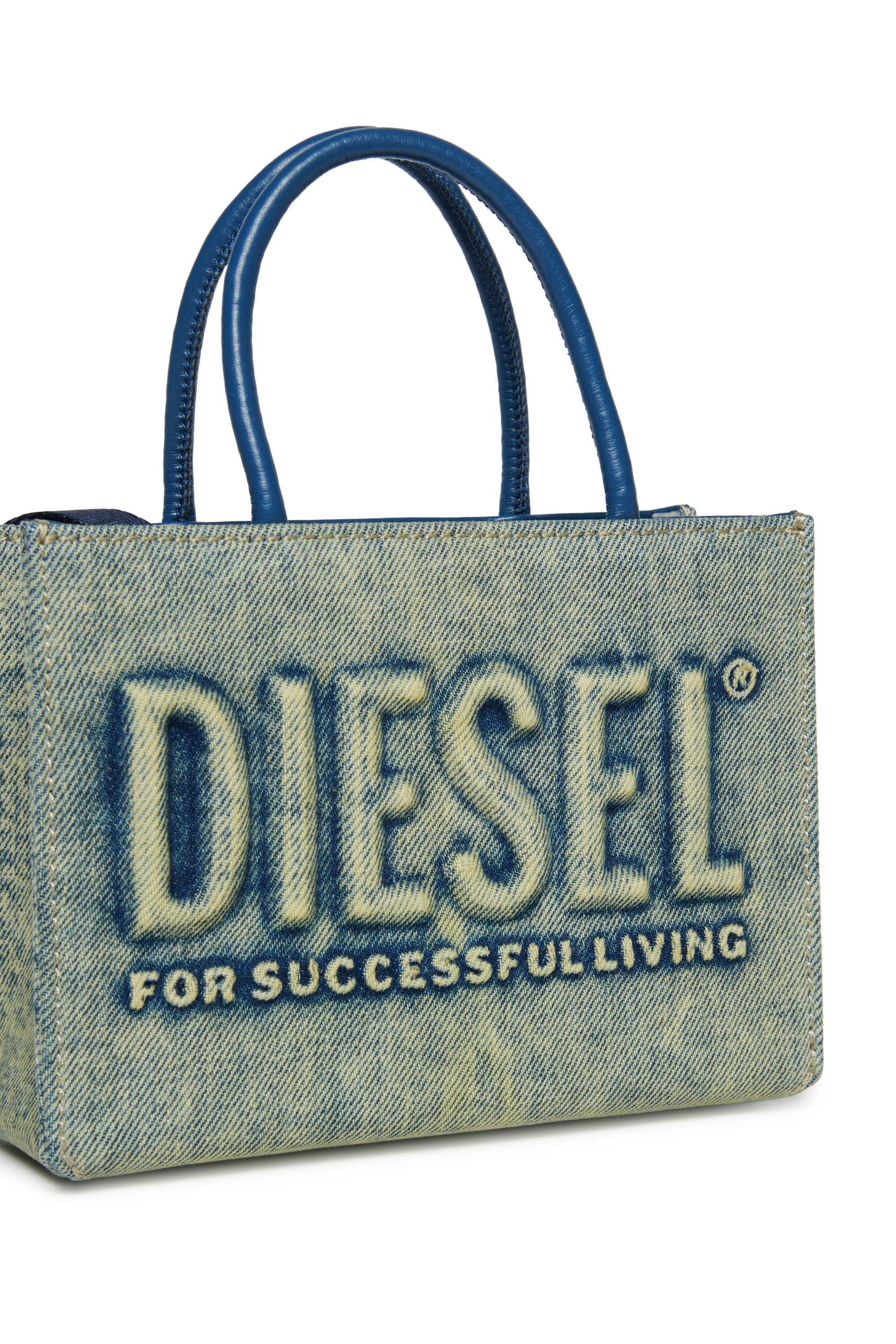 Diesel - DSL 3D MINI BAG, Dsl 3D - Bolso de mezclilla con correa desmontable Mujer in Azul marino - 4