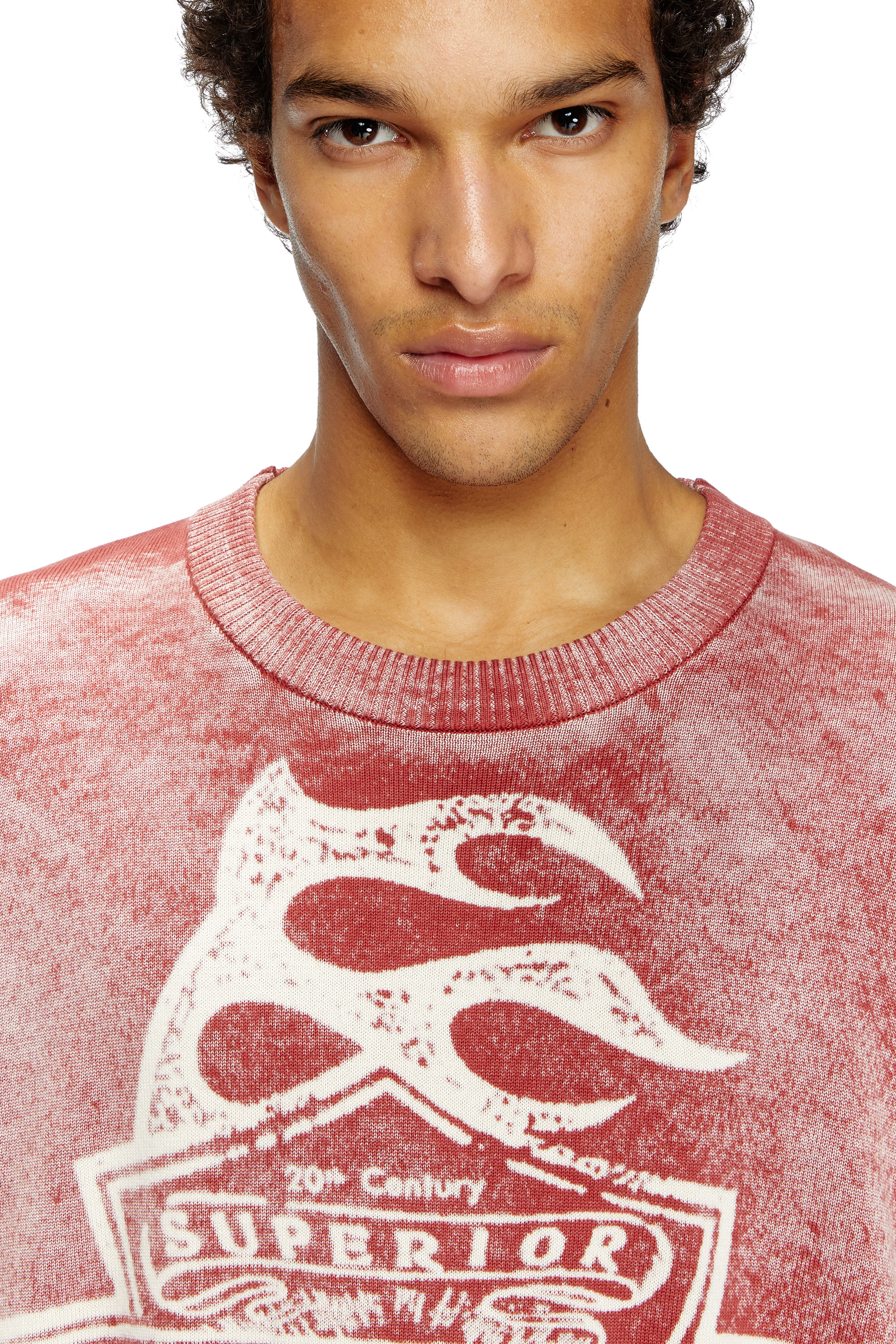 Diesel - K-BELEZ, Jersey con logotipo con estampado invertido Hombre in Rojo - 5