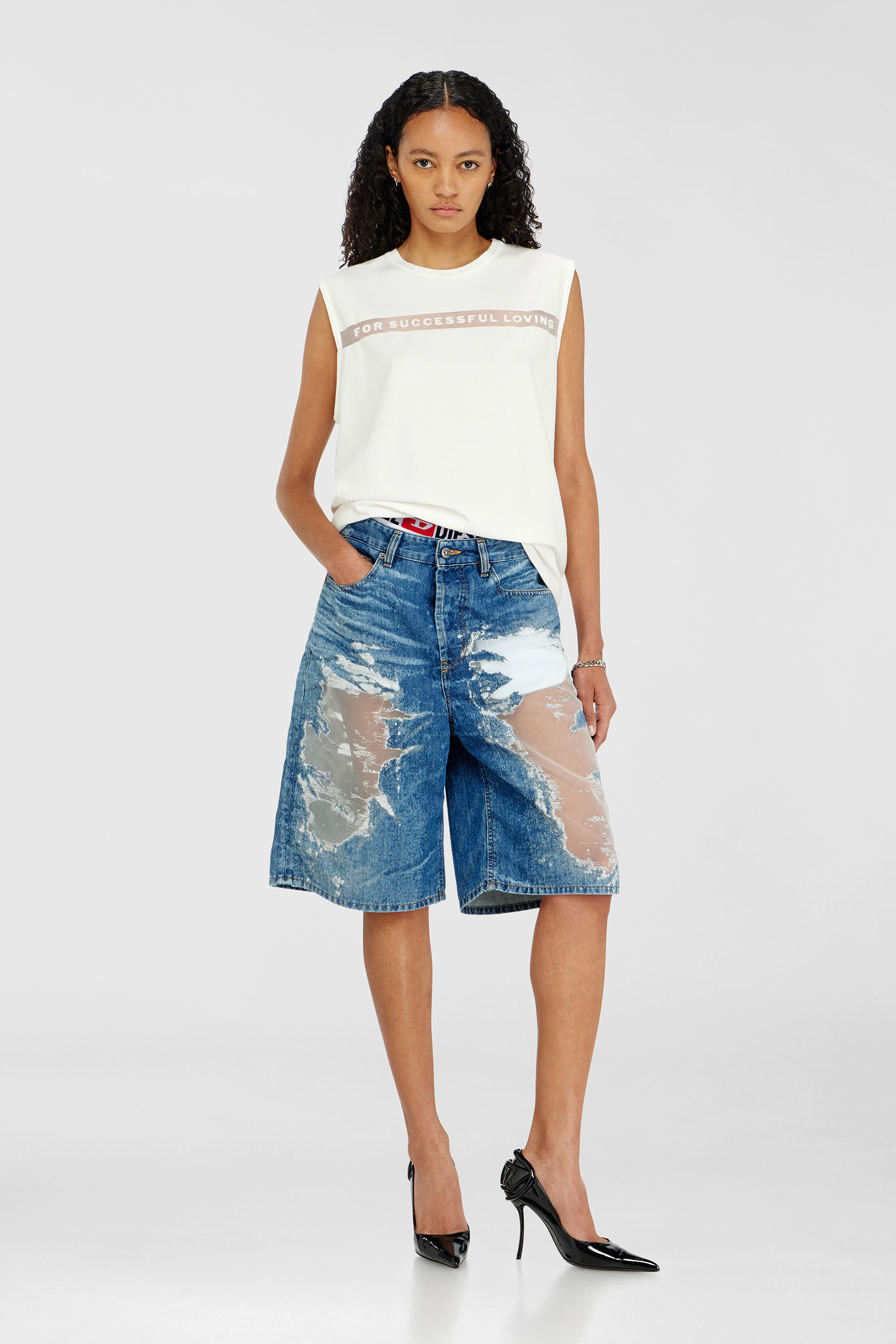 Diesel - PR-T-NORM-BISC-MATI-R, Camiseta de tirantes con logo For Successful Loving Unisex in Blanco - 2