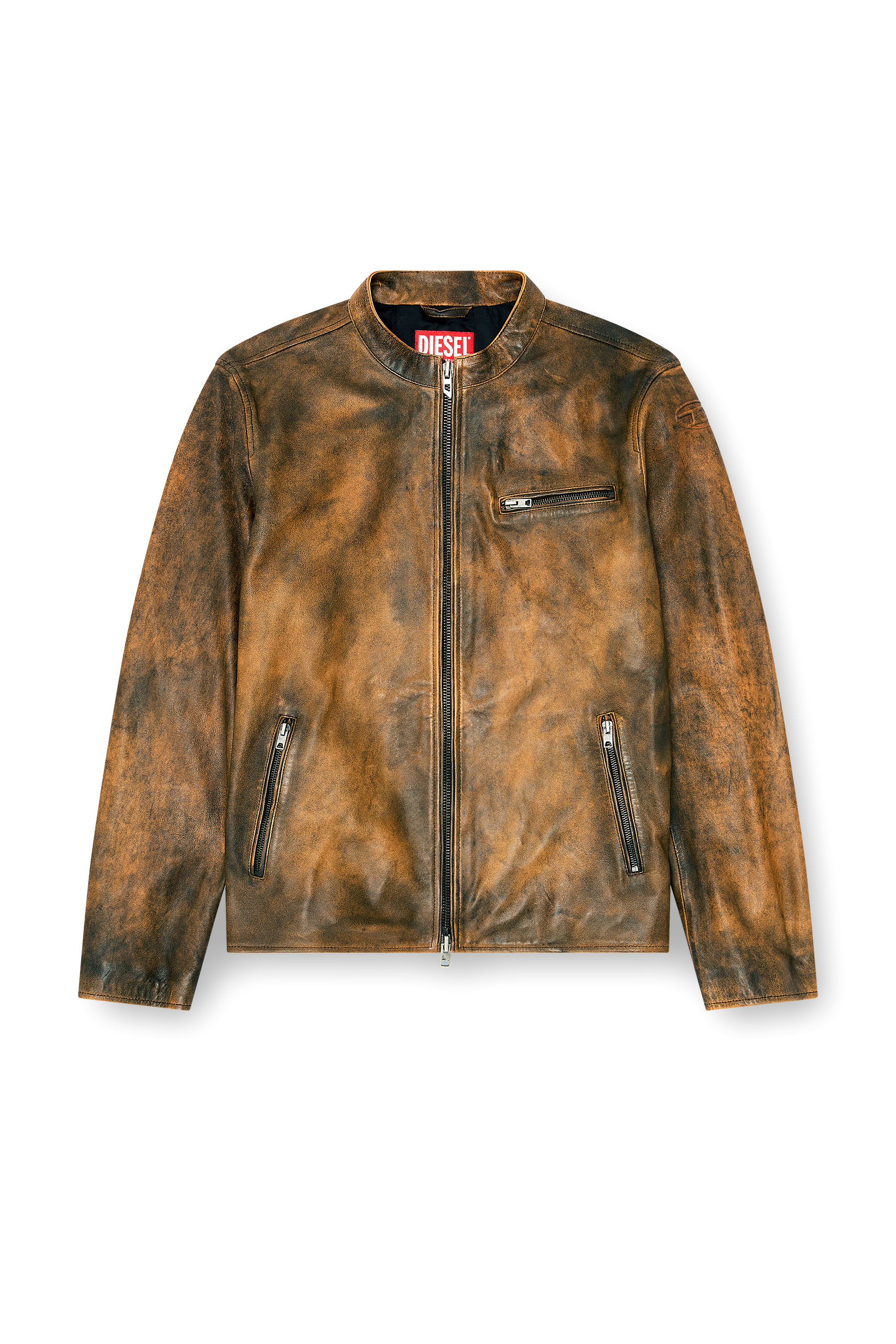 Diesel - L-ZAD-KNCZ, Chaqueta biker de piel tratada Hombre in ToBeDefined - 3