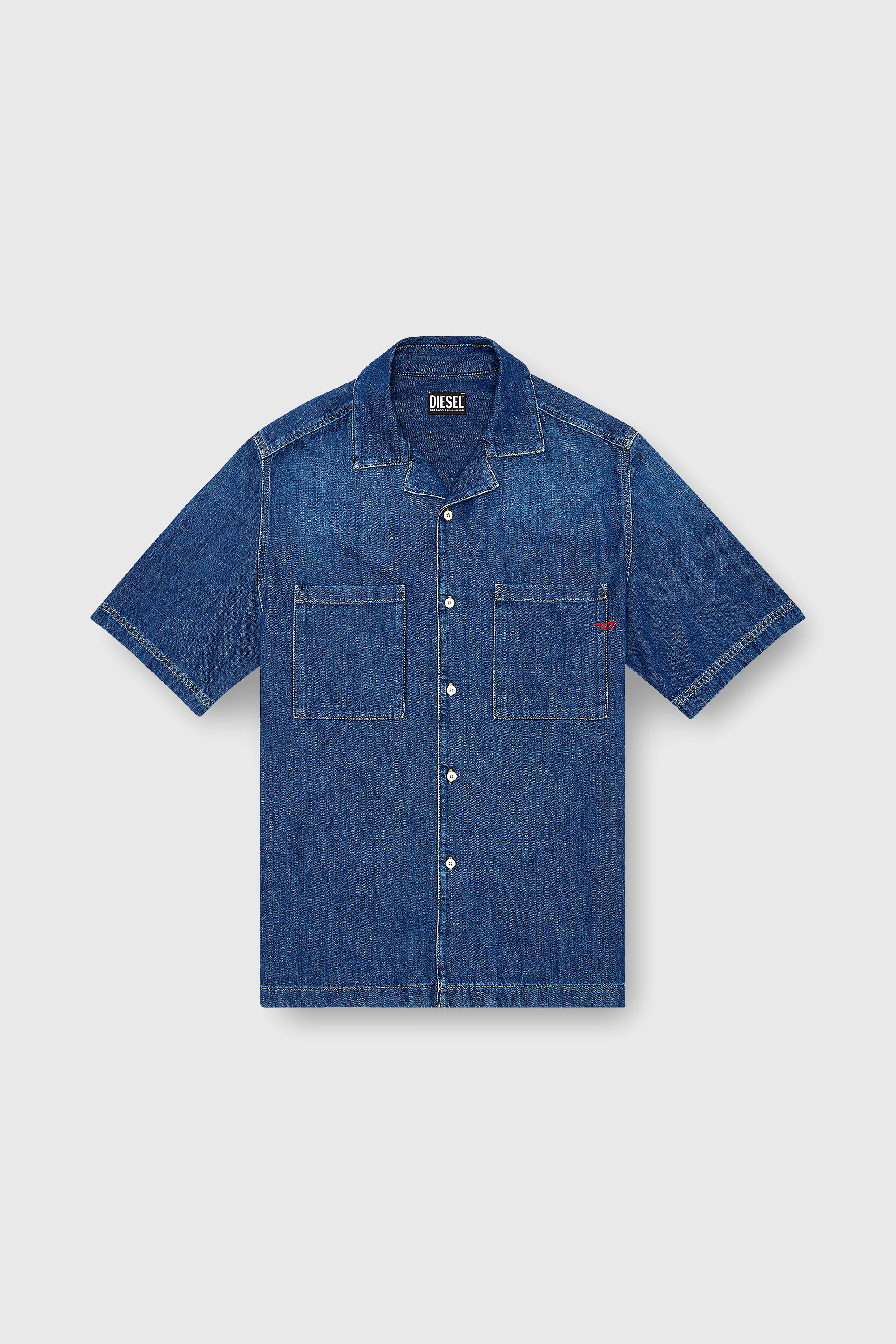 Diesel - D-PAROSHORT, Camisa de bolos en denim Hombre in Azul marino - 2