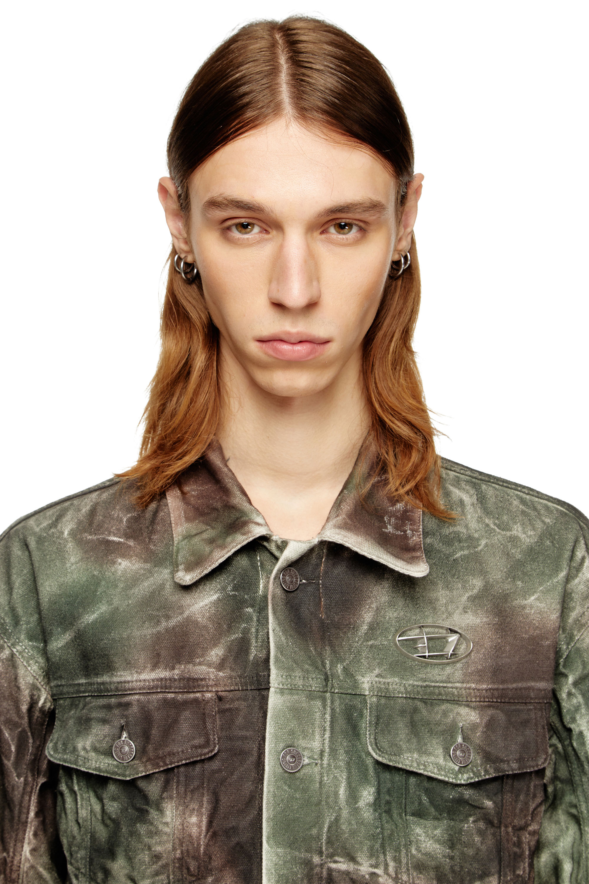 Diesel - J-THUG-JKT, Chaqueta trucker de lona camuflada arrugada Unisex in Multicolor - 5