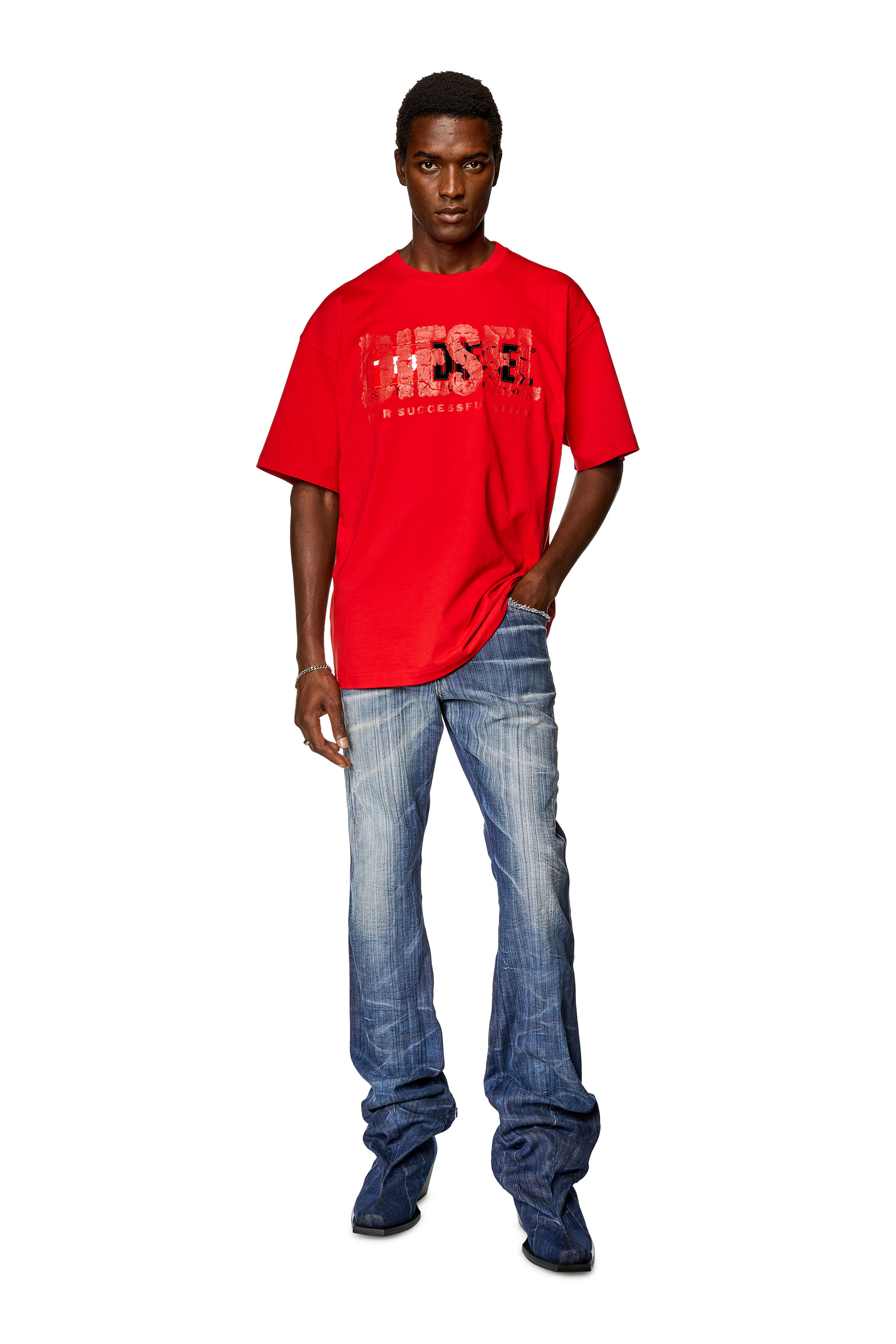 Diesel - T-NABEL-M1, Hombre Camiseta con logotipo doble in Rojo - Image 2