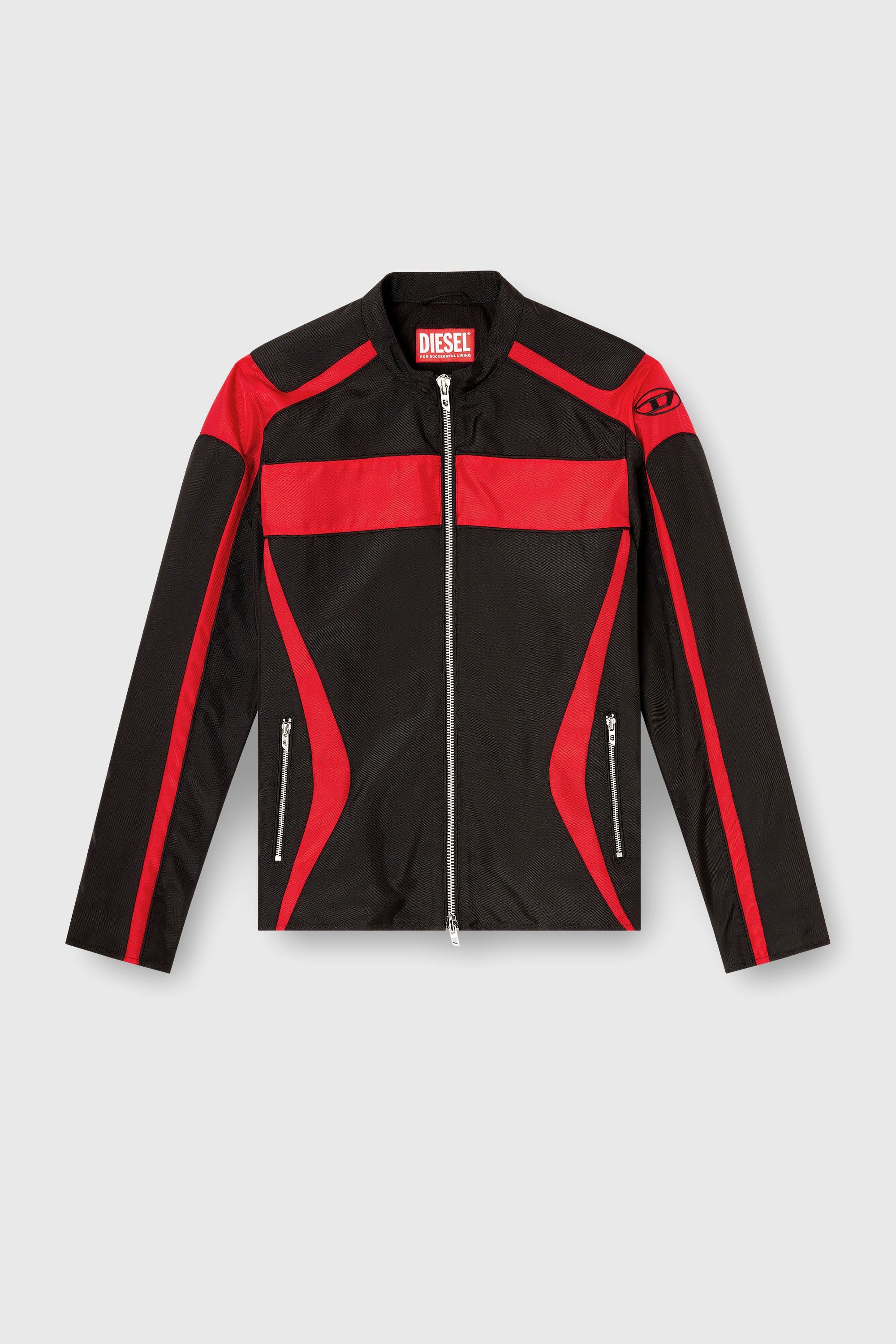 Diesel - J-ADAM-PDAI, Chaqueta biker en lona de bloques de color Hombre in Multicolor - 2
