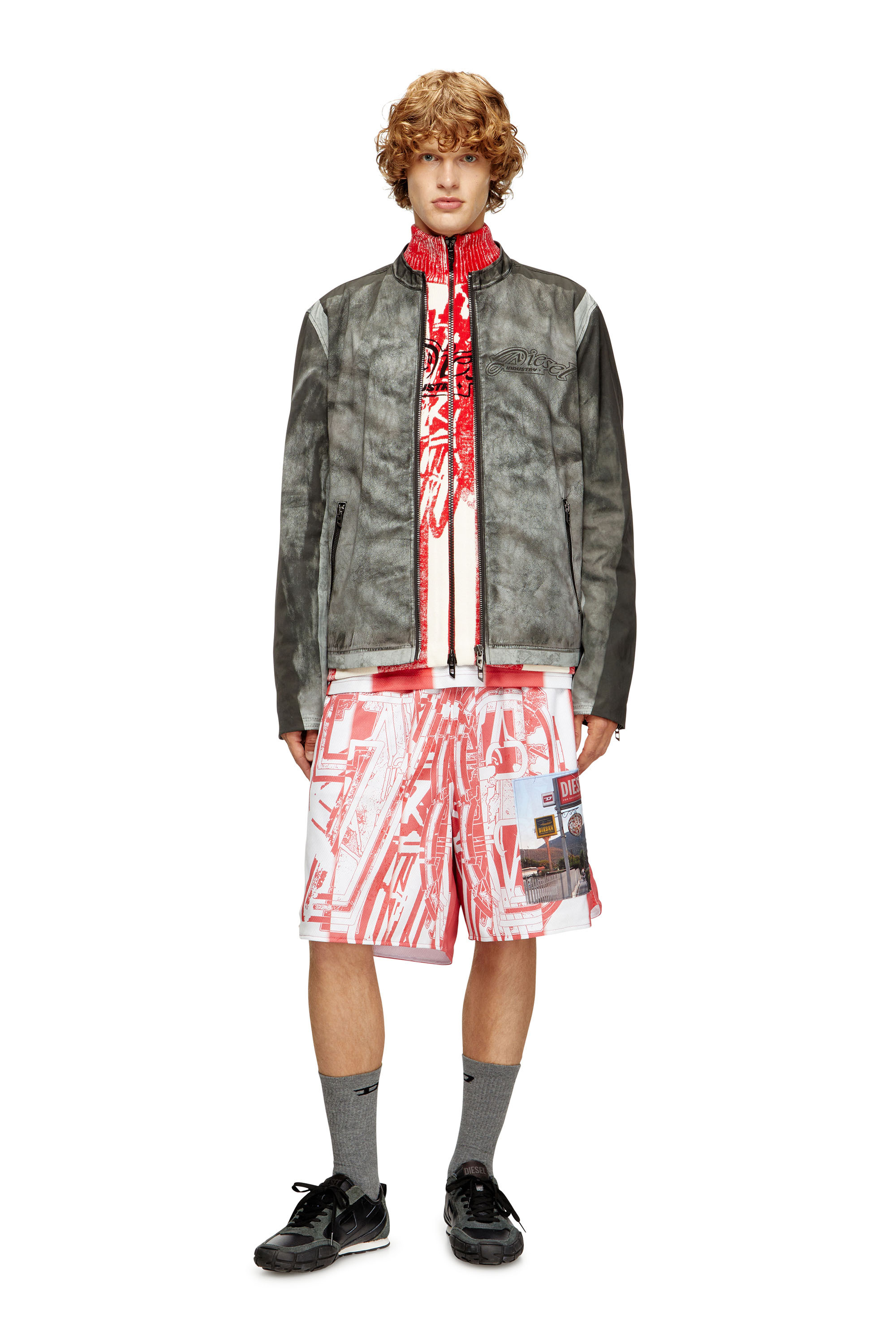 Diesel - P-KURT, Pantalones cortos a rayas con parches fotográficos Hombre in ToBeDefined - 2
