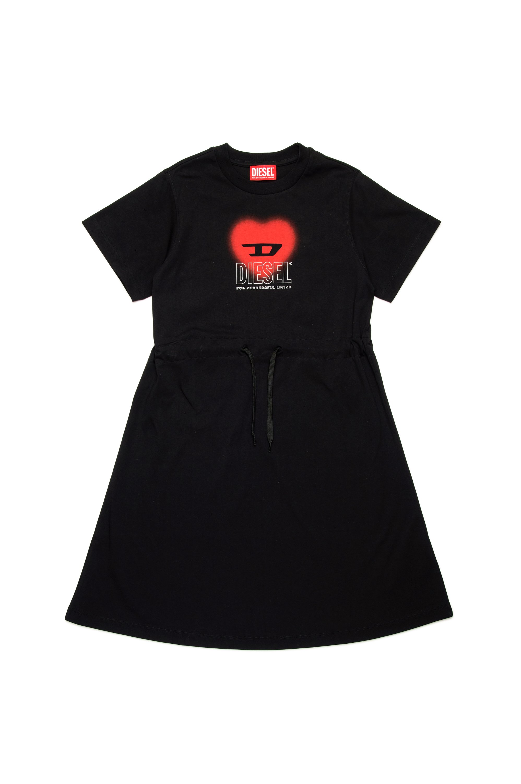 Diesel - DCUORE, Vestido con cordón y logotipo de corazón Mujer in Negro - 1