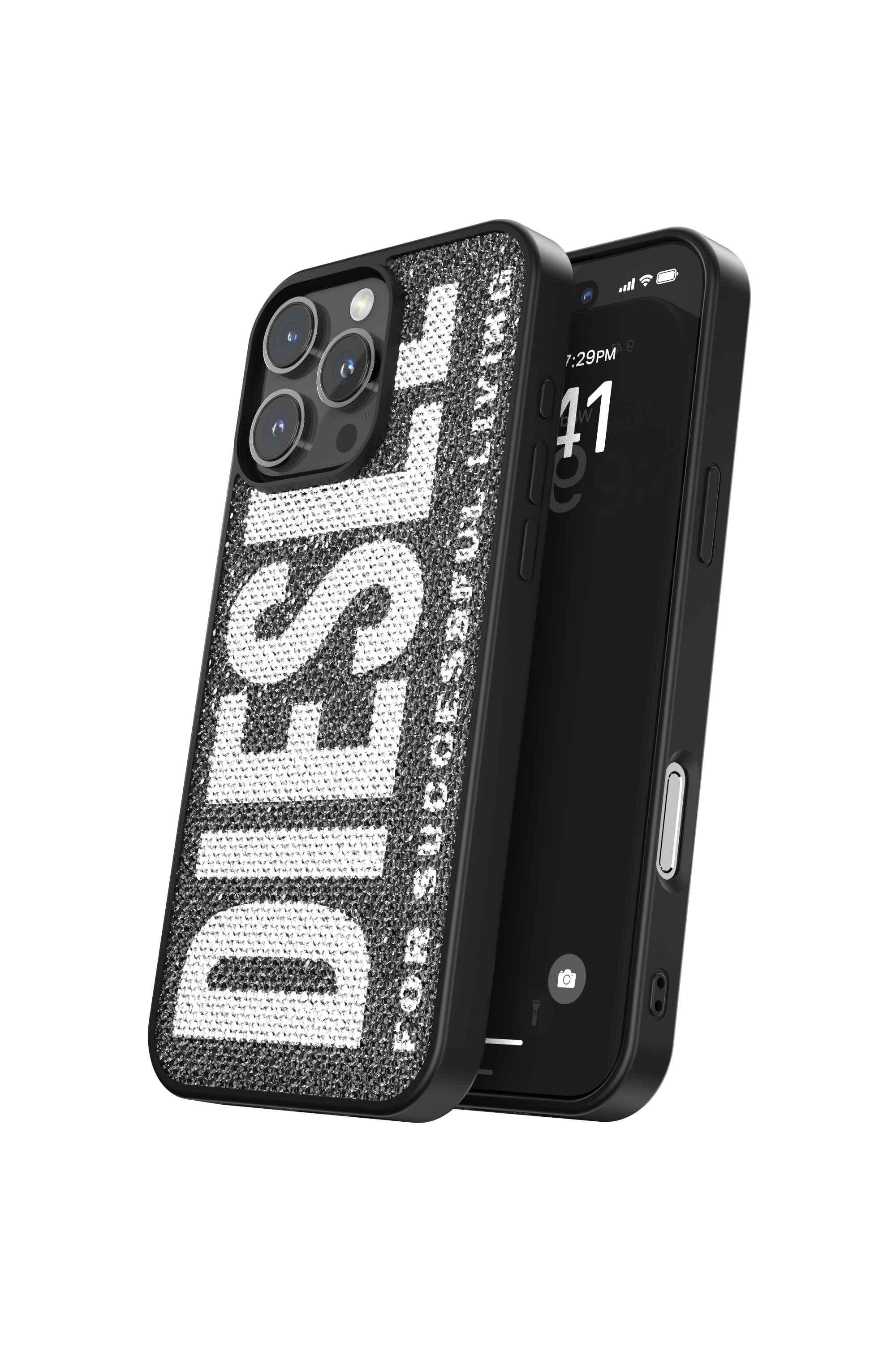 Diesel - 60186 MOULDED CASE, Funda con cristal de Swarovski iP 16 Pro Max Unisex in Negro - 3