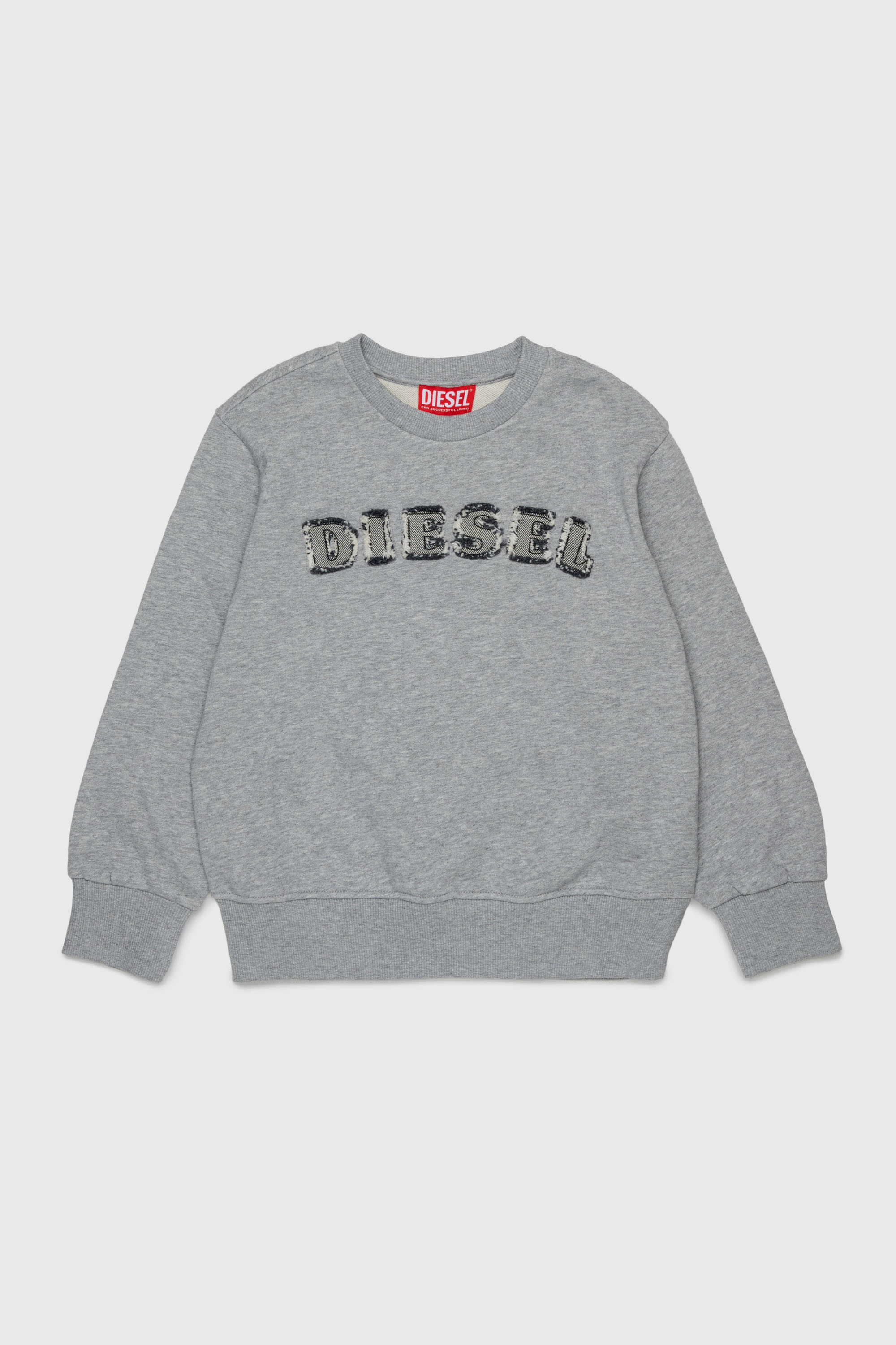 Diesel - SJEANS OVER, Sudadera con letras del logo deshilachadas Hombre in Gris - 1