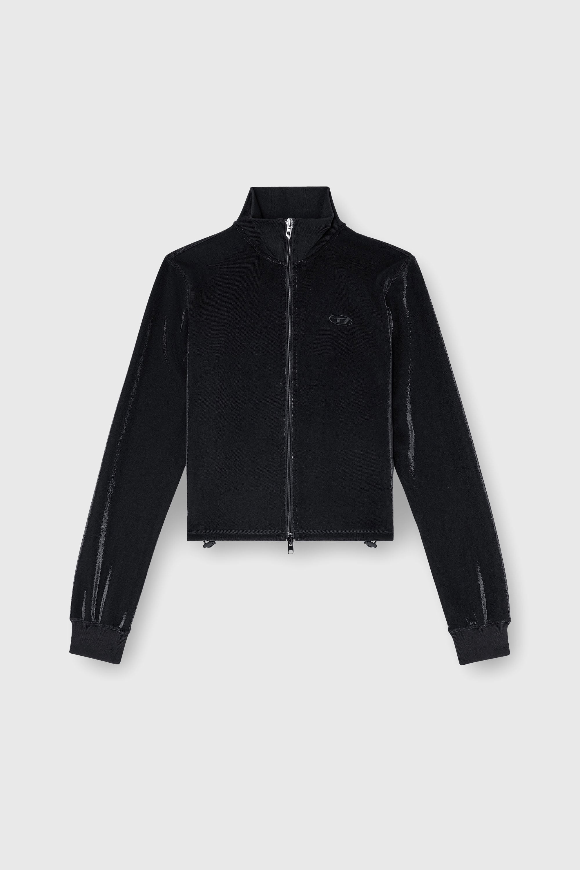Diesel - F-ROSY, Sudadera con cremallera y efecto piqu&eacute; brillante Mujer in Negro - 2
