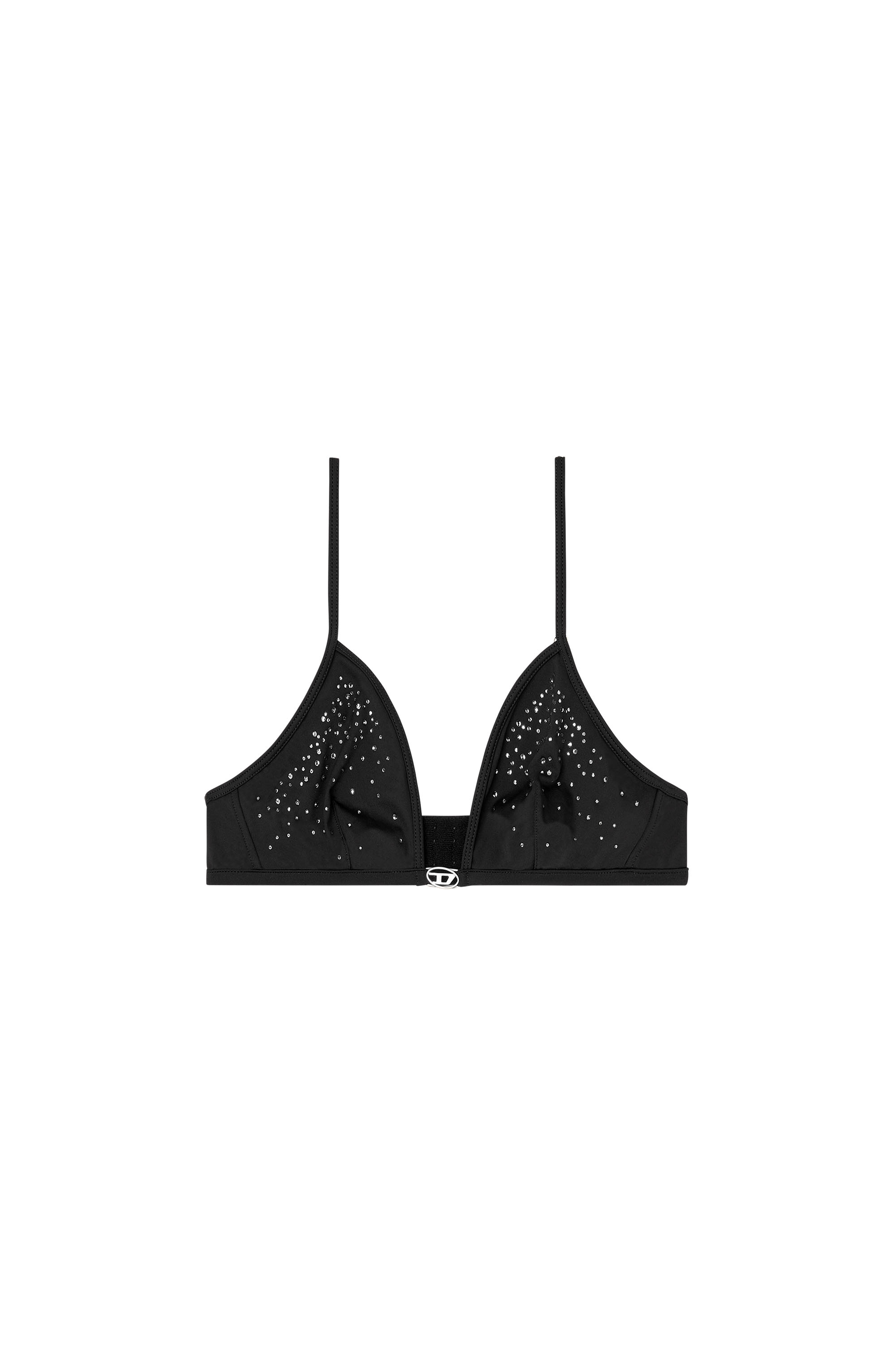 Diesel - LUNA-DNM, Sujetador triangular de microfibra con cristales Mujer in Negro - 4