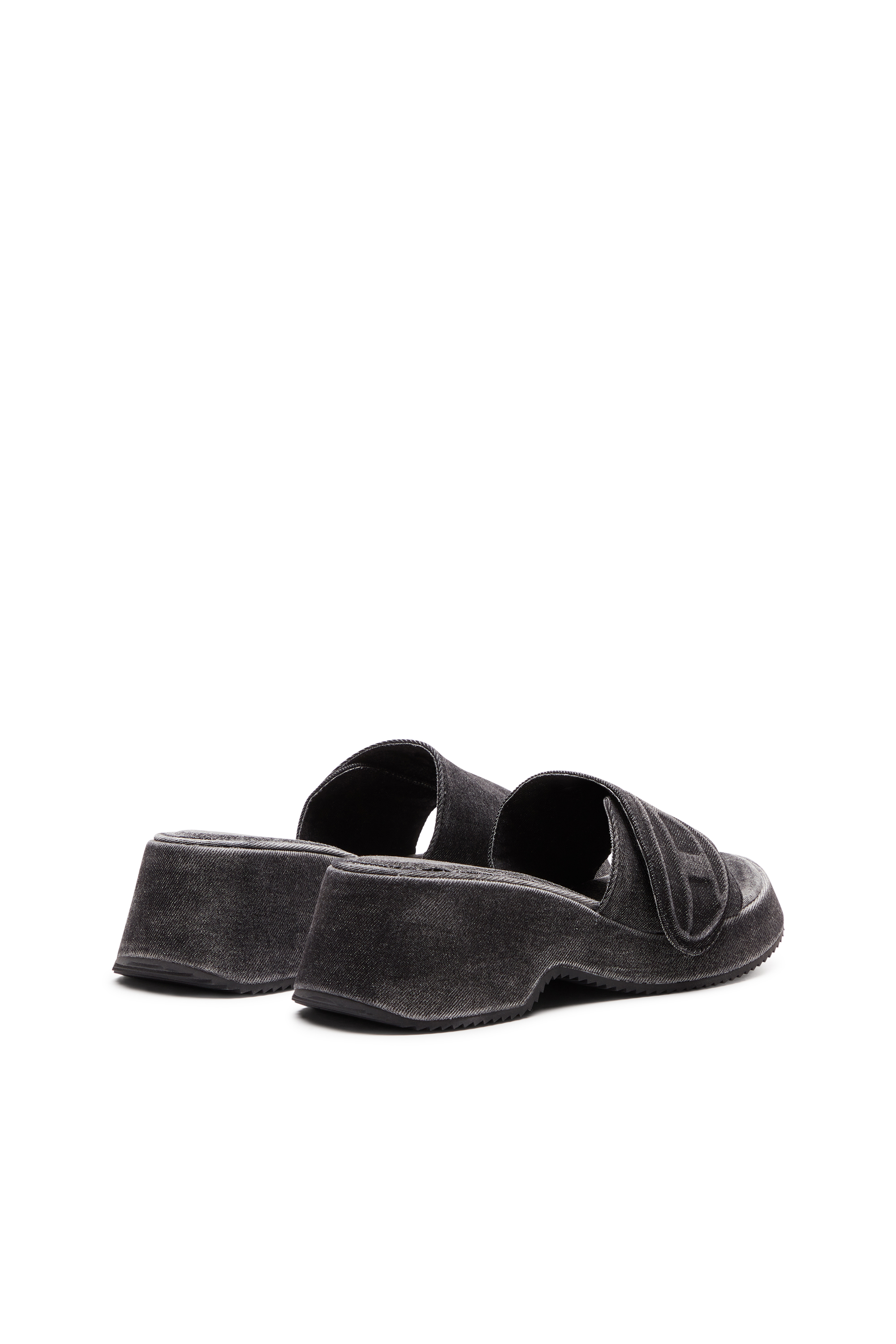 Diesel - SA-OVAL D PF W, Sa-Oval D-Chanclas de denim con correa Oval D Mujer in Negro - 3