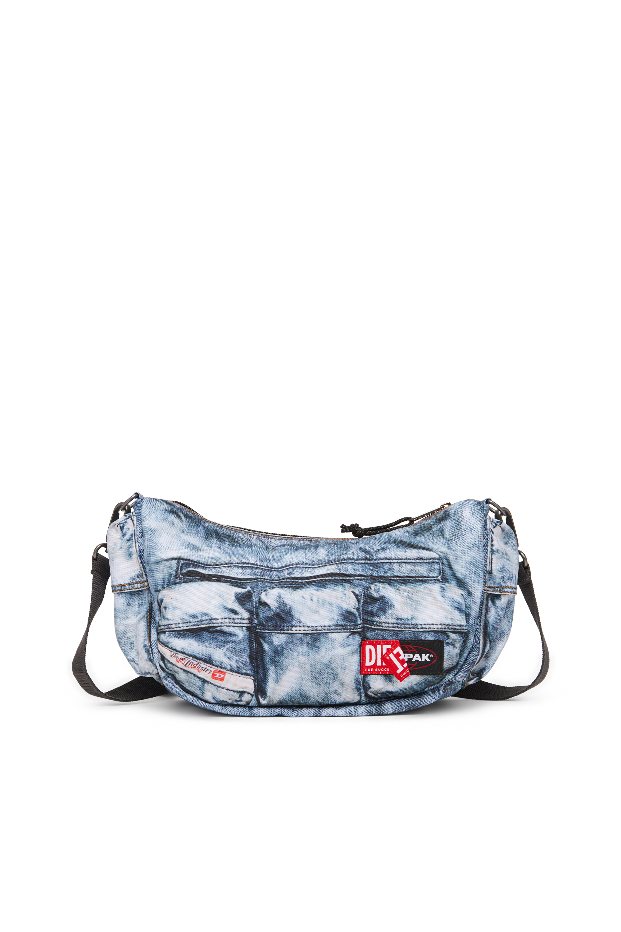 Diesel - DIESEL SHOULDER BAG, Bolso con múltiples bolsillos en denim trampantojo Unisex in Azul marino - 1