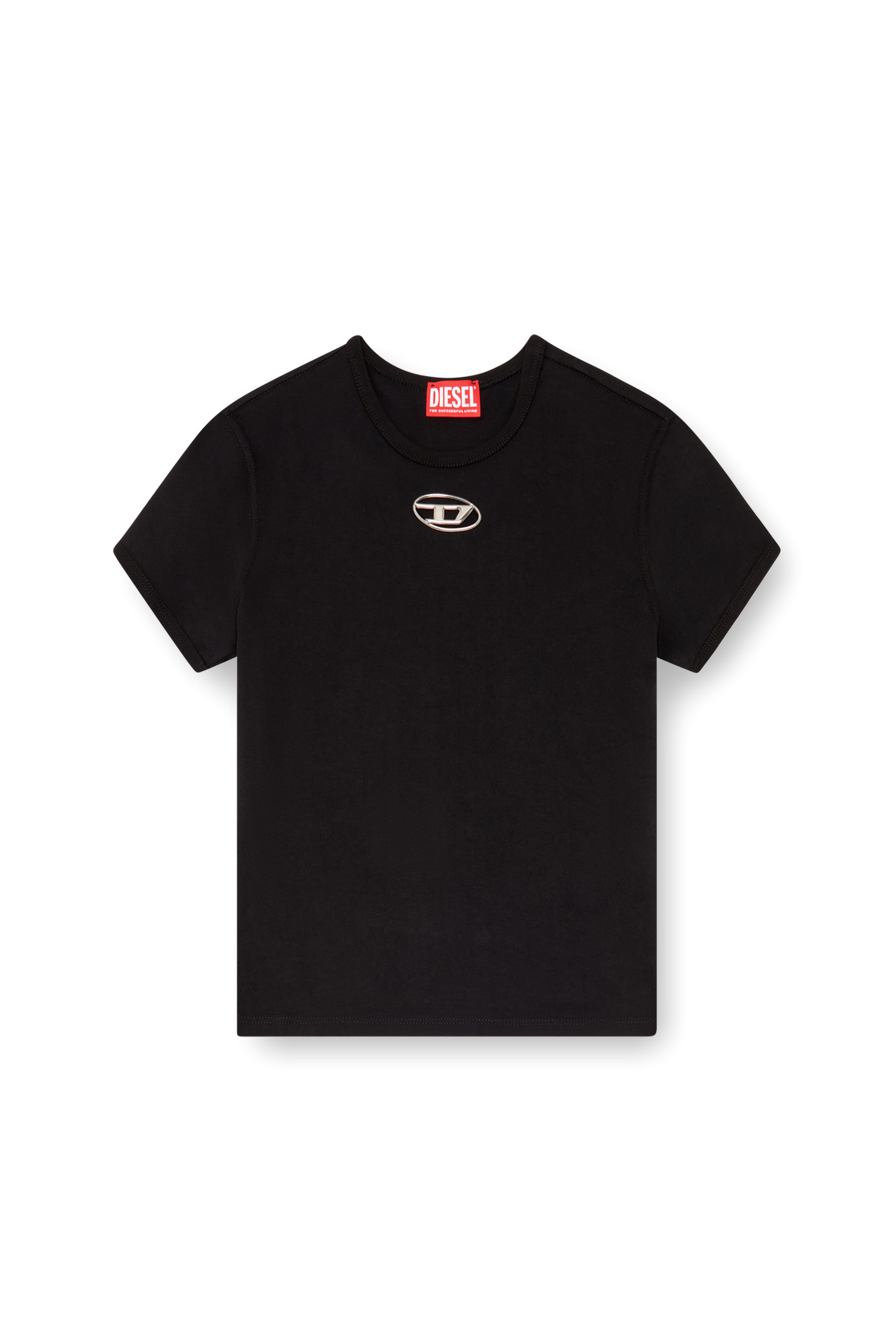Diesel - T-UNCUTIE-LONG-OD, Mujer Camiseta con Oval D moldeado por inyección in Negro - Image 3