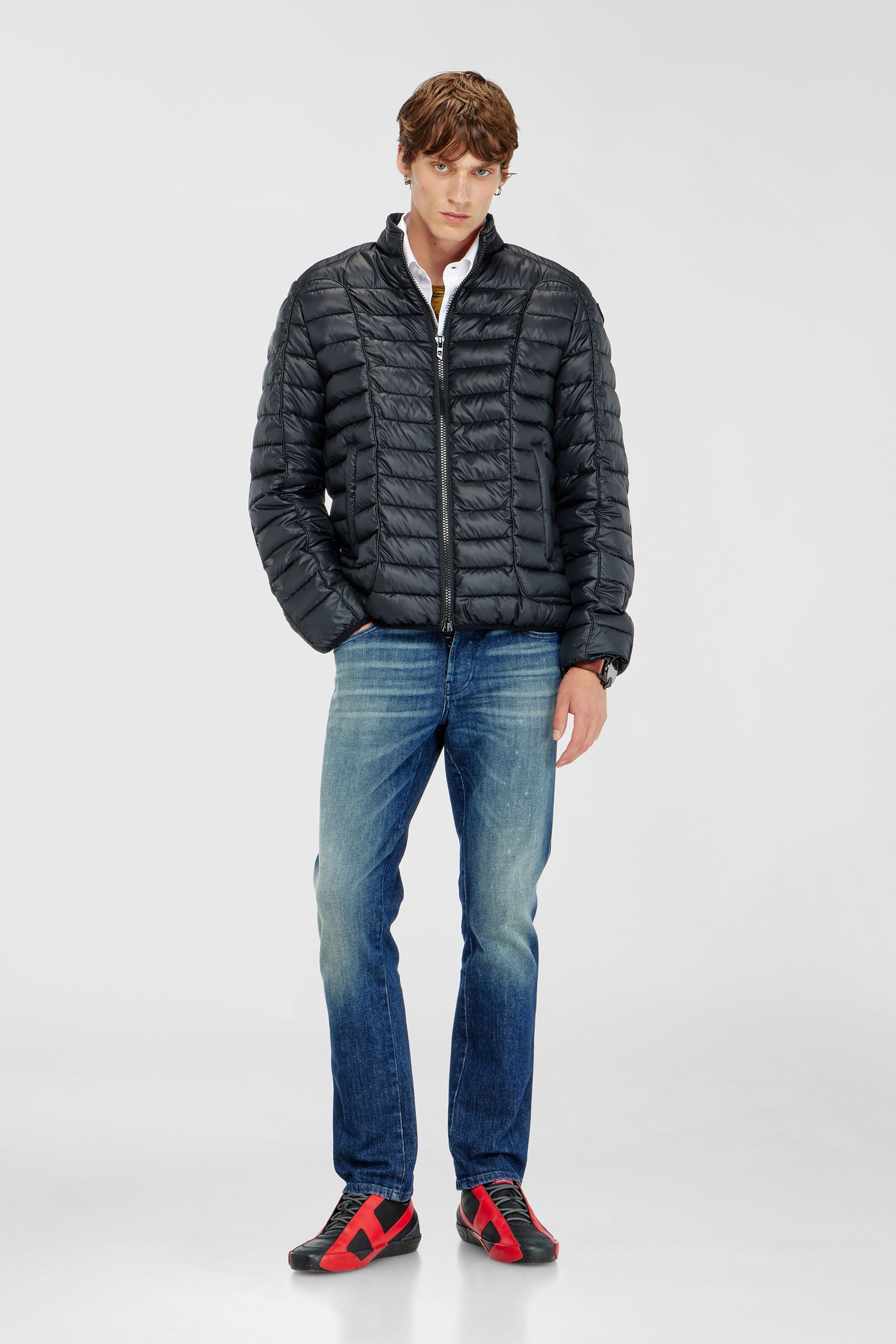 Diesel - W-PILOT-WRD, Chaqueta acolchada estilo biker con ribetes a tono Hombre in Negro - 2