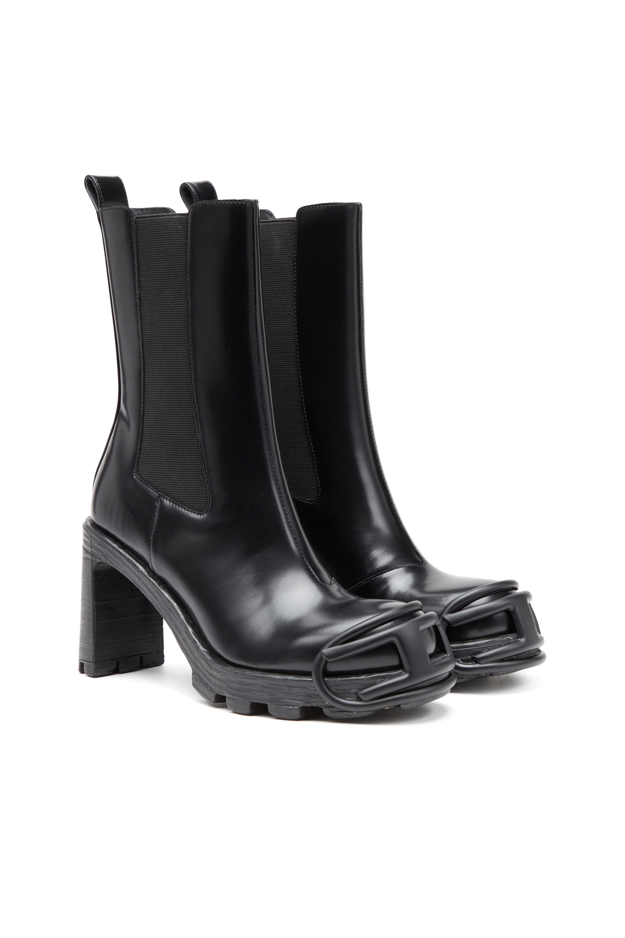 Diesel - D-HAMMER CH D W, D-Hammer-Botas de tacón alto con placa Oval D Mujer in Negro - 2