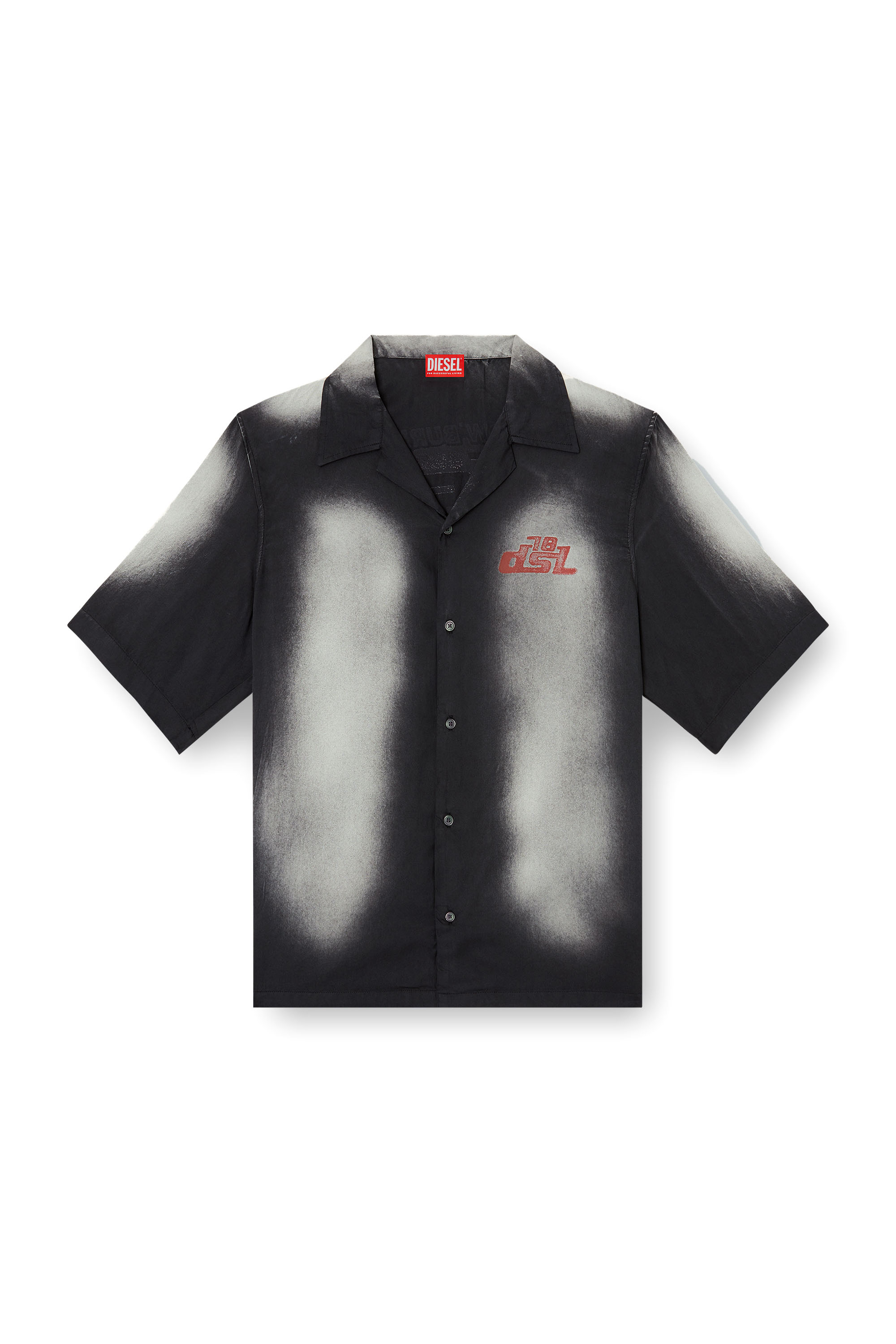 Diesel - S-ELLY, Camisa de bolos desteñida con estampados de logotipos Hombre in Negro - 3